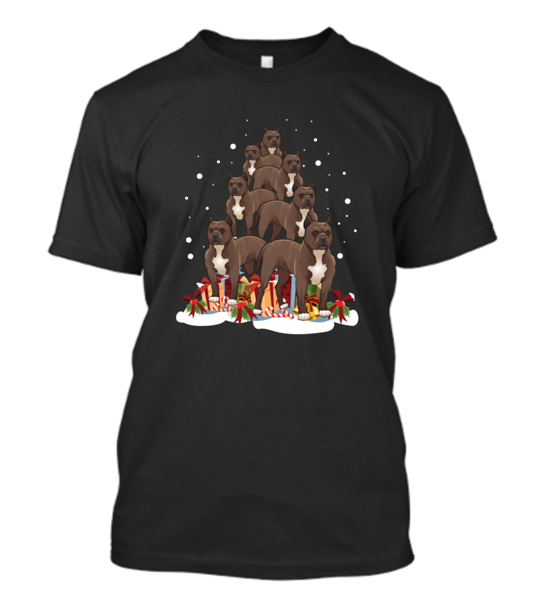 Merry Christmas American Bully Tree Festive Dogs And Holiday Decorations T-Shirt