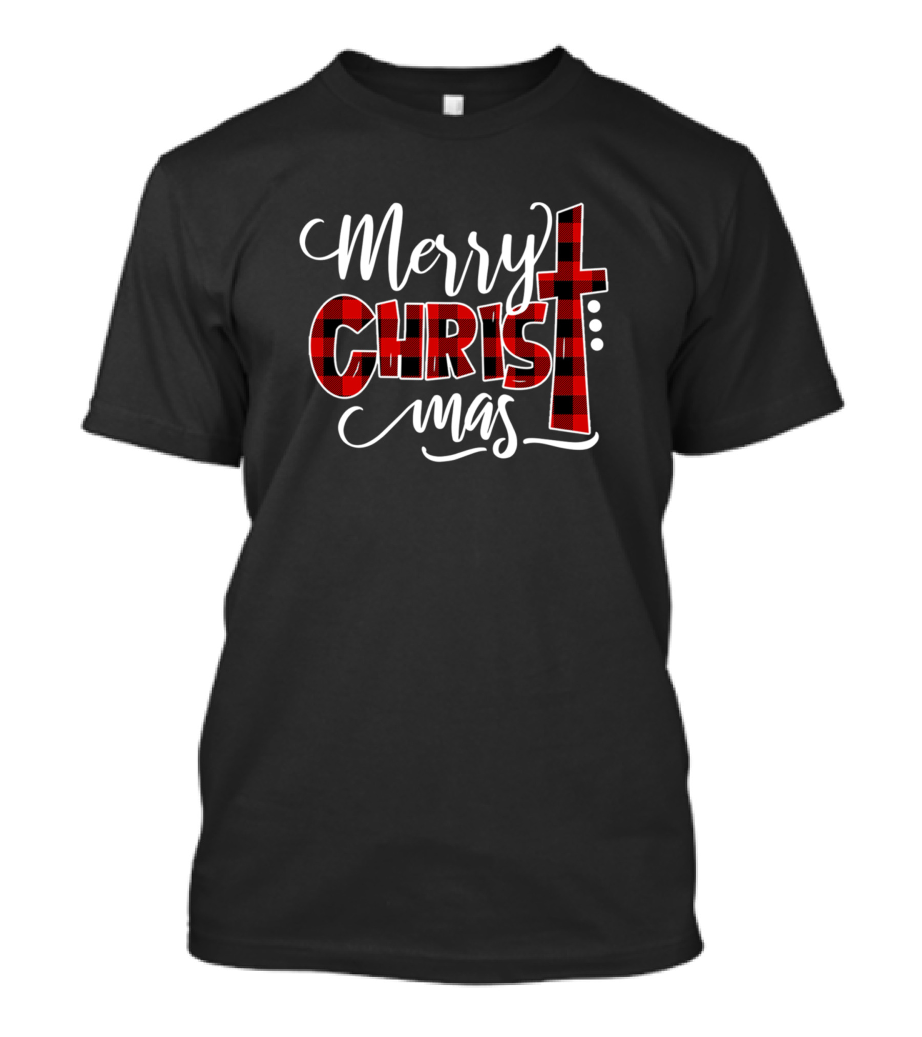 Merry Christmas Buffalo Plaid CHRIST Cross T-Shirt