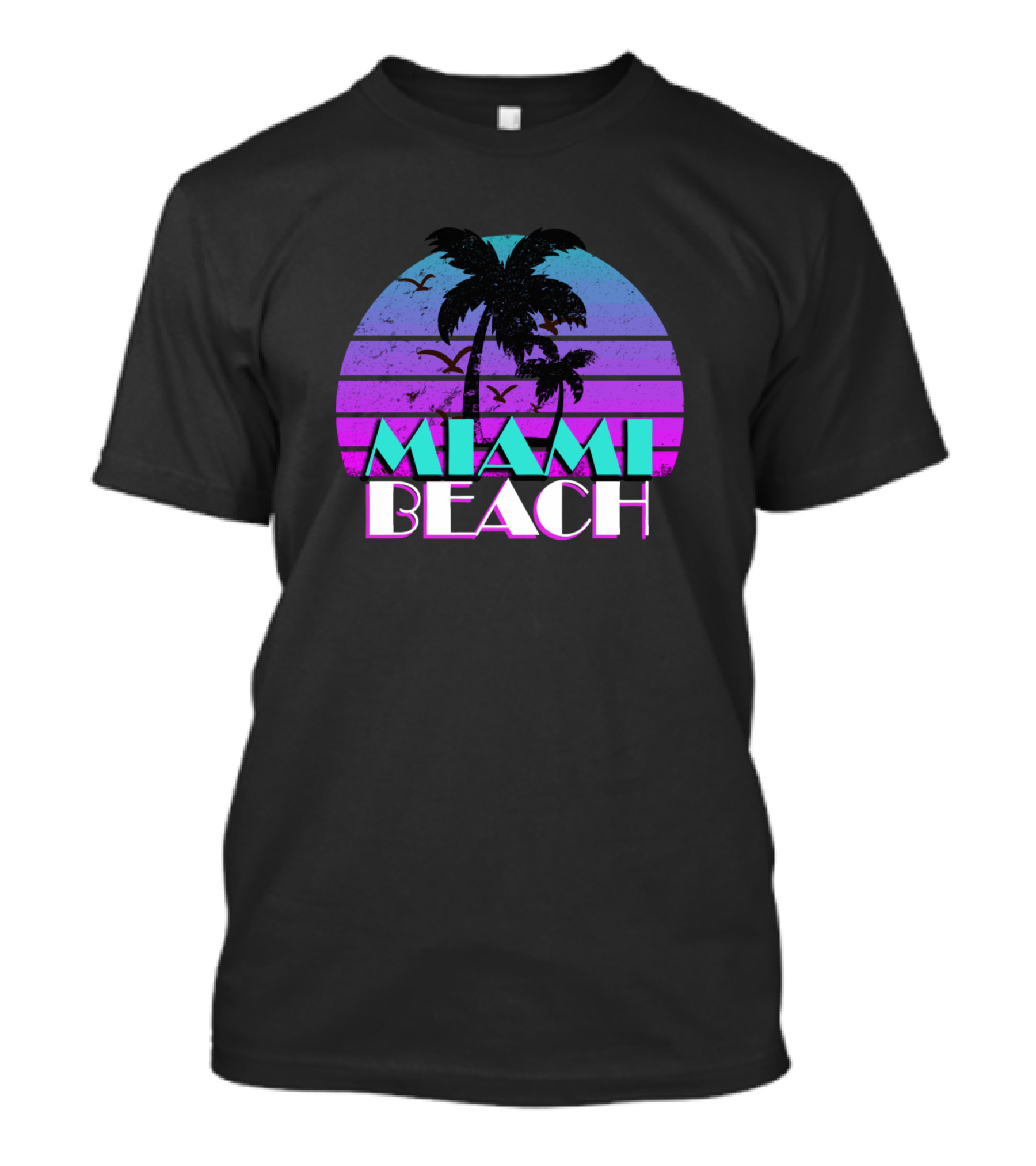 Miami Beach Retro Palm Sunset T-Shirt