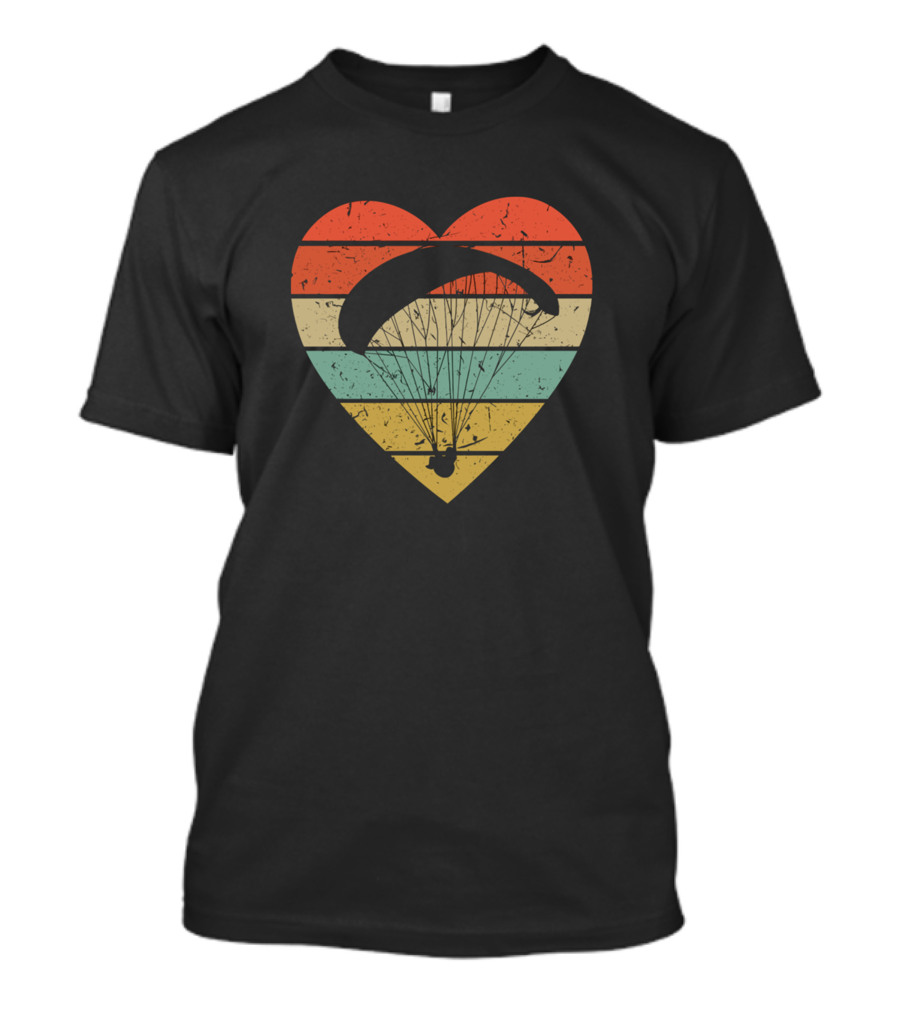 Paragliding Heart Vintage Paraglider Retro Stripes T-Shirt
