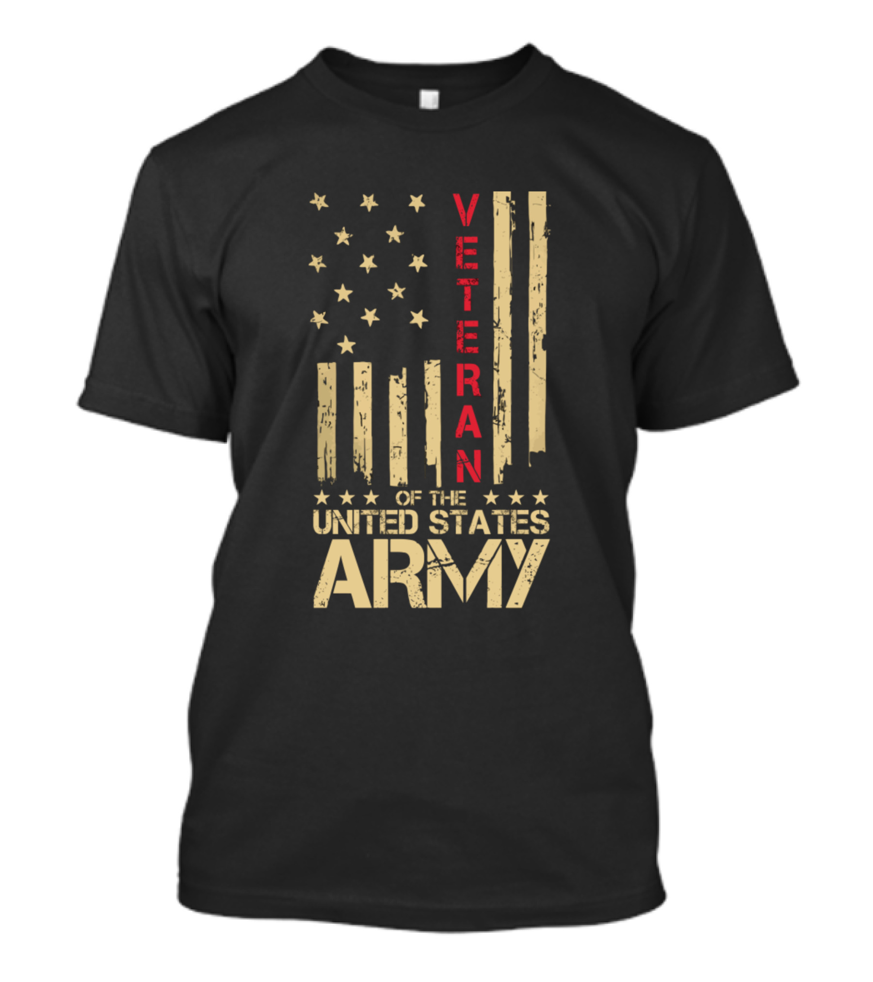 Veteran United States Army Red Line American Flag T-Shirt