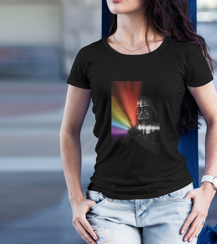 Pinkfloyd Dark Side Of The Moon Meets Star Wars Vader Prism Spectrum T-Shirt