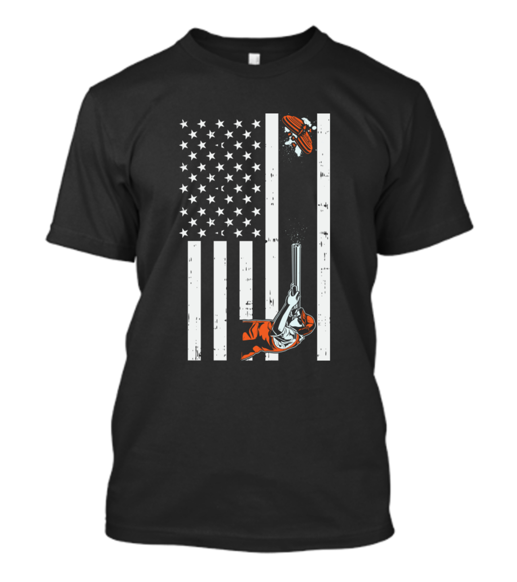 Proud American Clay Shotgun Skeet Trap Shooting US Flag T-Shirt