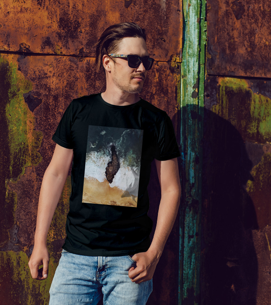 Rocky Ocean Coastal Waves Photography T-Shirt