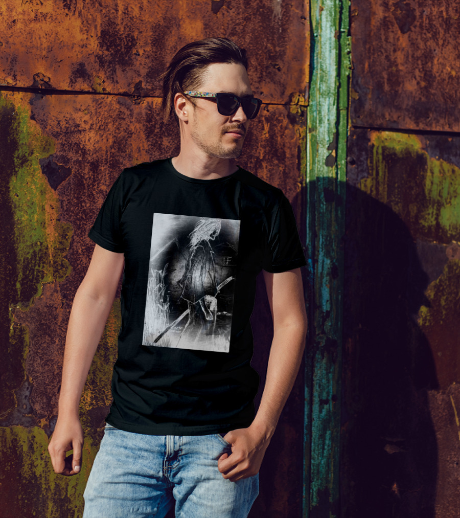 Samurai Negative Version Grayscale Warrior In Field T-Shirt