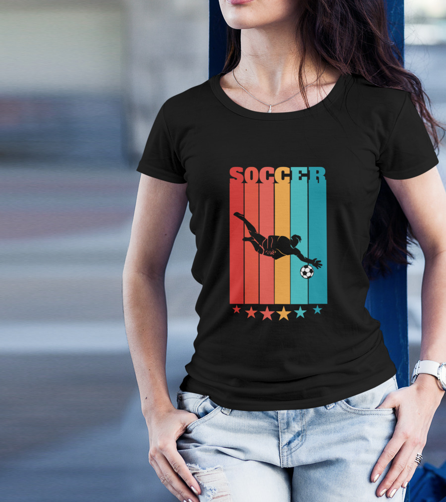 Soccer Goalie Keeper Retro Silhouette Stars T-Shirt