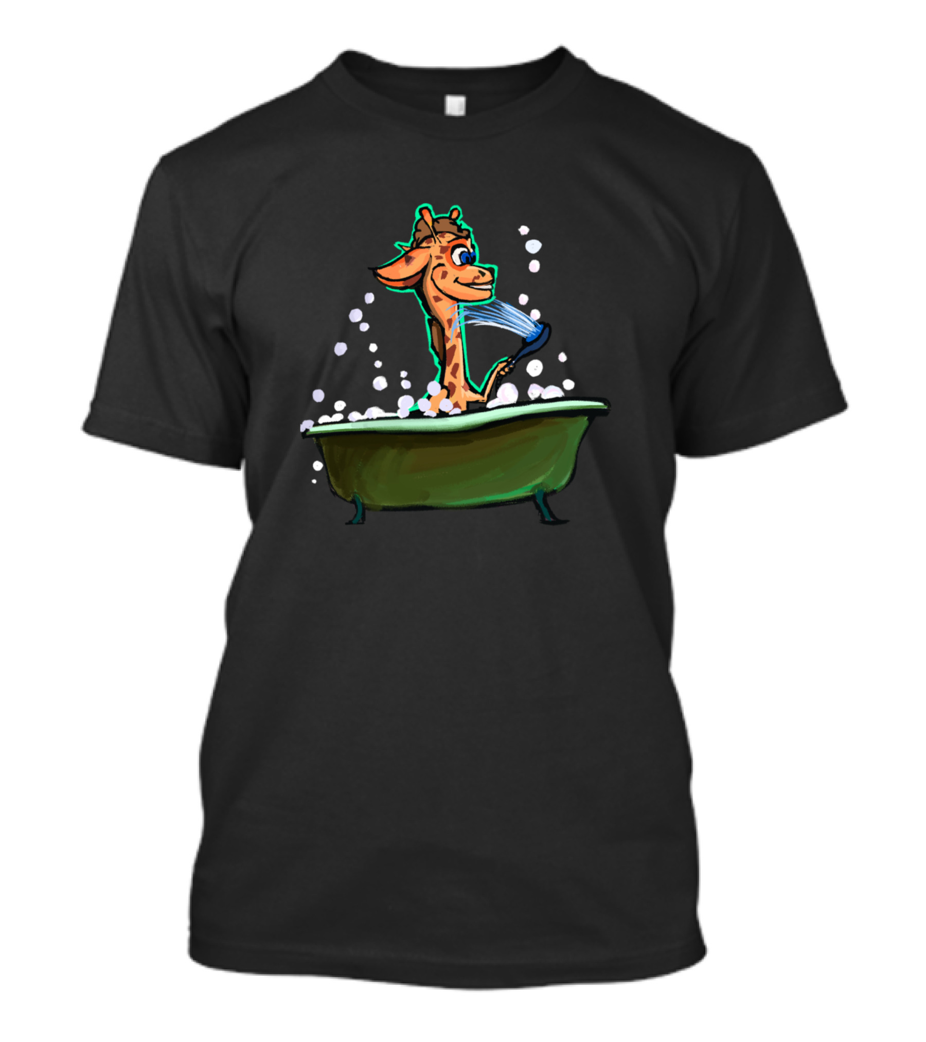 The Giraffe In Bathtub Bubbles Fun T-Shirt