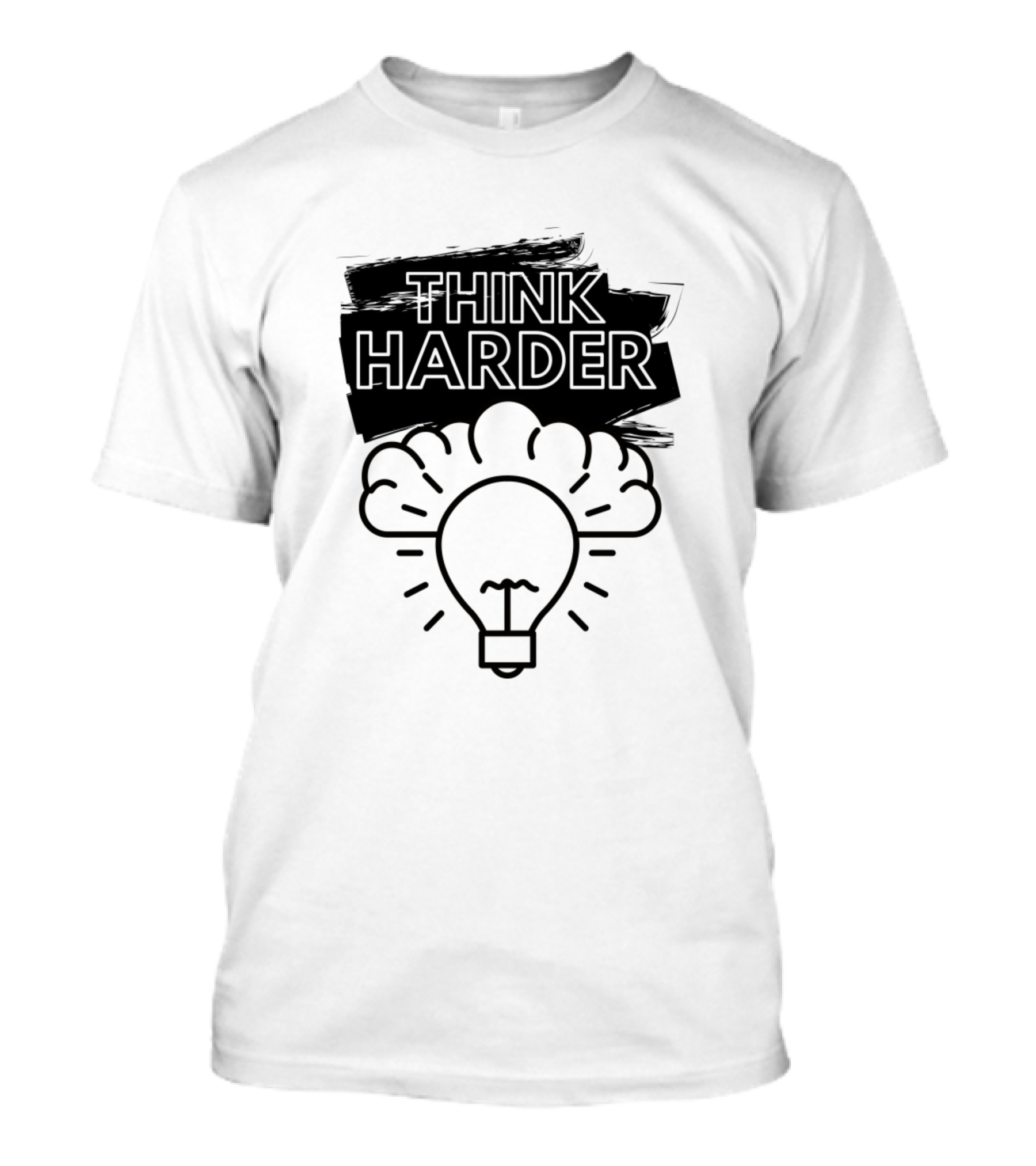 Think Harder Brain Light Bulb T-Shirt