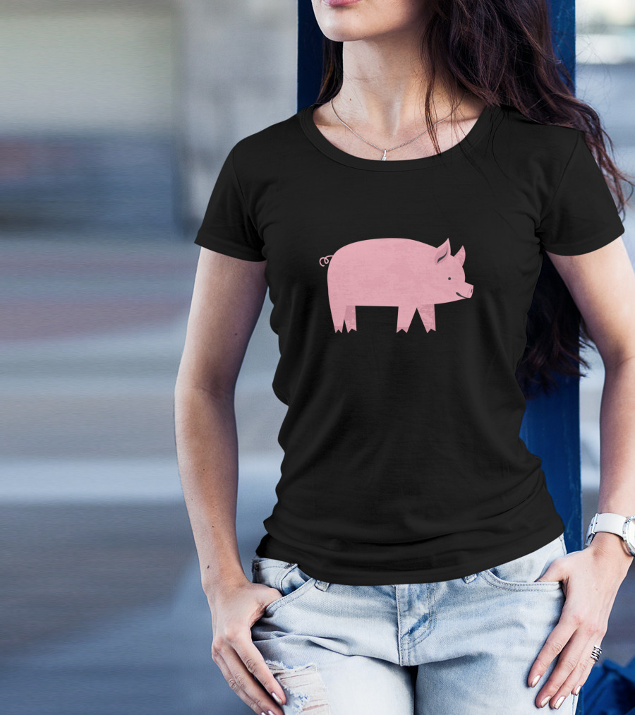 Funny Pig Pink Smiling Cartoon T-Shirt