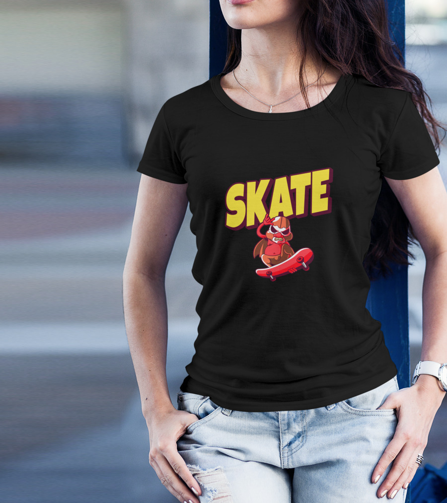 SKATE Funny Skateboarding Cartoon Character T-Shirt