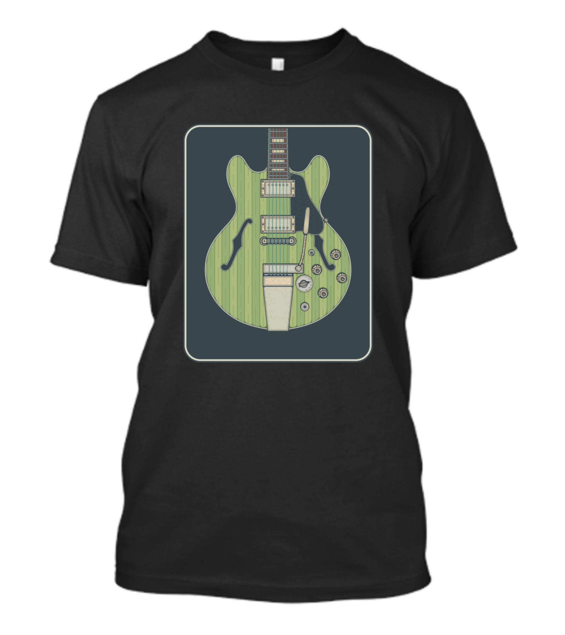 Green Antique Hollow Body Guitar Framed T-Shirt