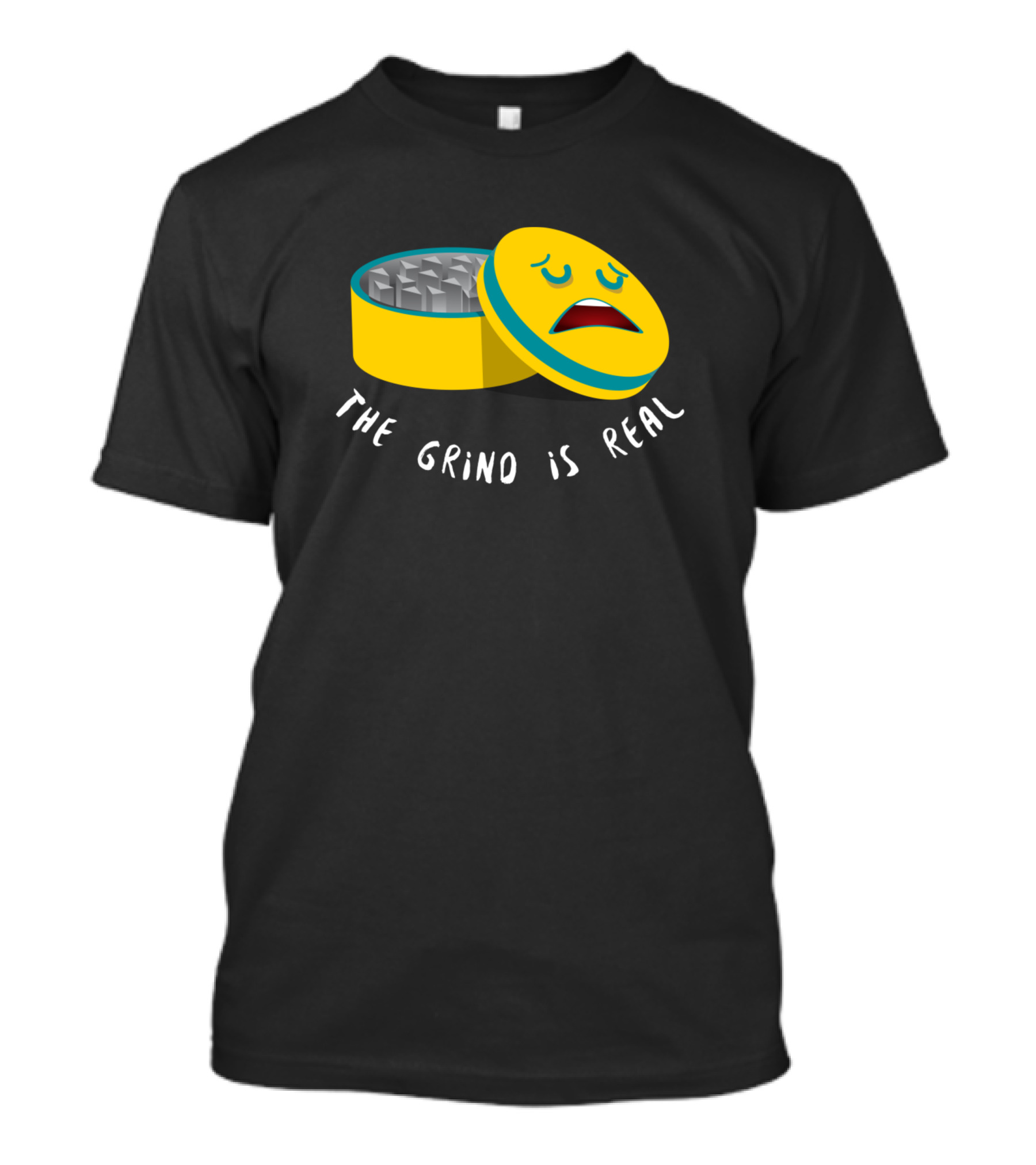The Grind Is Real Grinder Smoking Pot Face Emoji T-Shirt