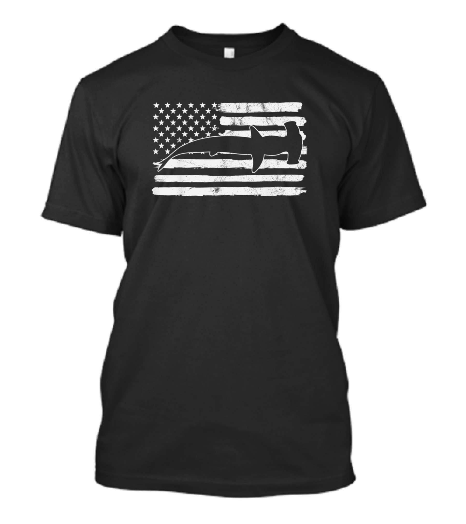 Vintage Hammerhead Shark American Flag 4th Of July Fourth USA T-Shirt
