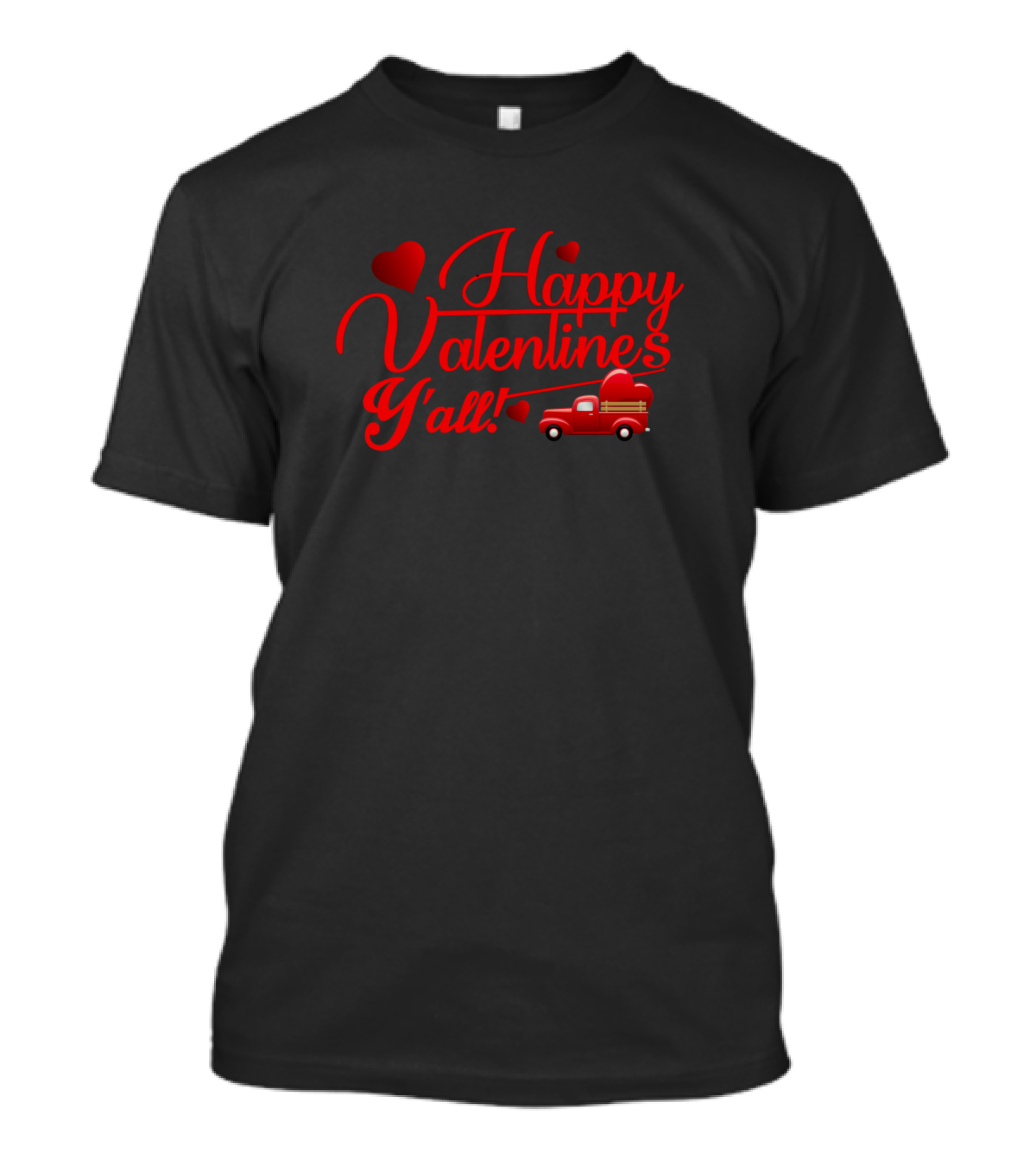 Happy Valentines Y'all Red Truck And Hearts T-Shirt