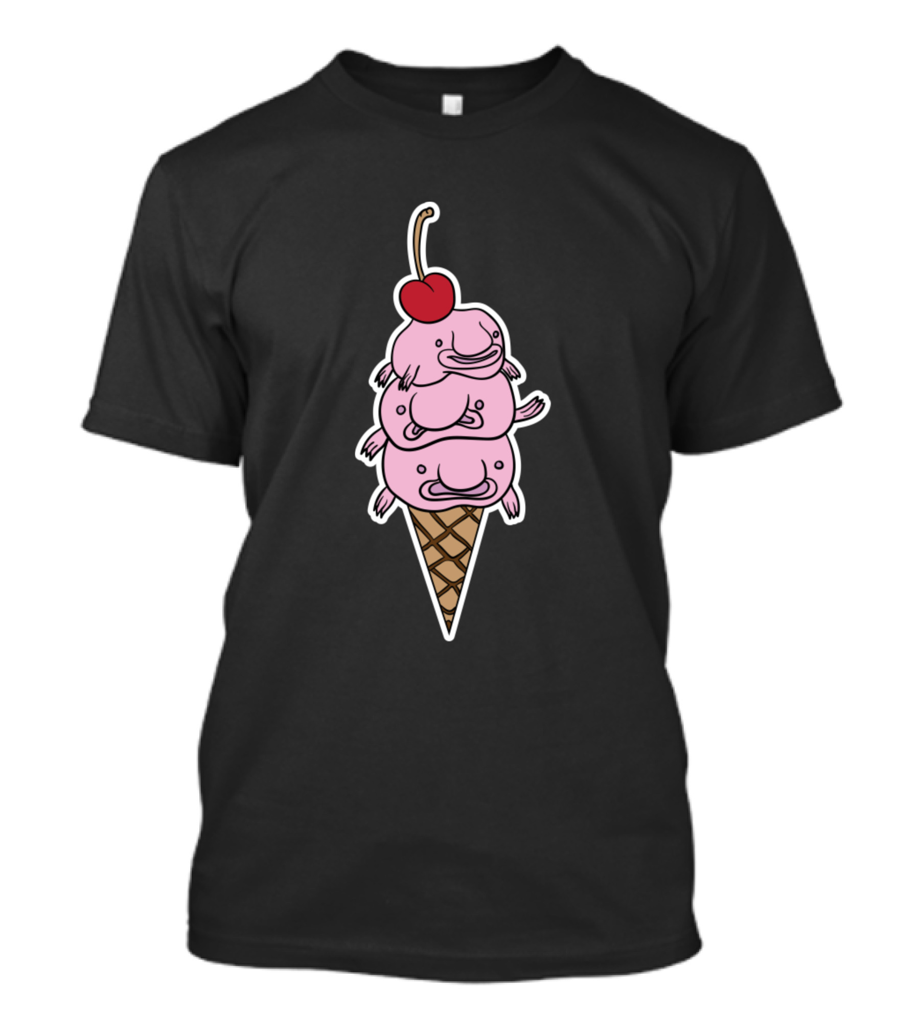 Blobfish Ice Cream Scoop Cone With Cherry T-Shirt