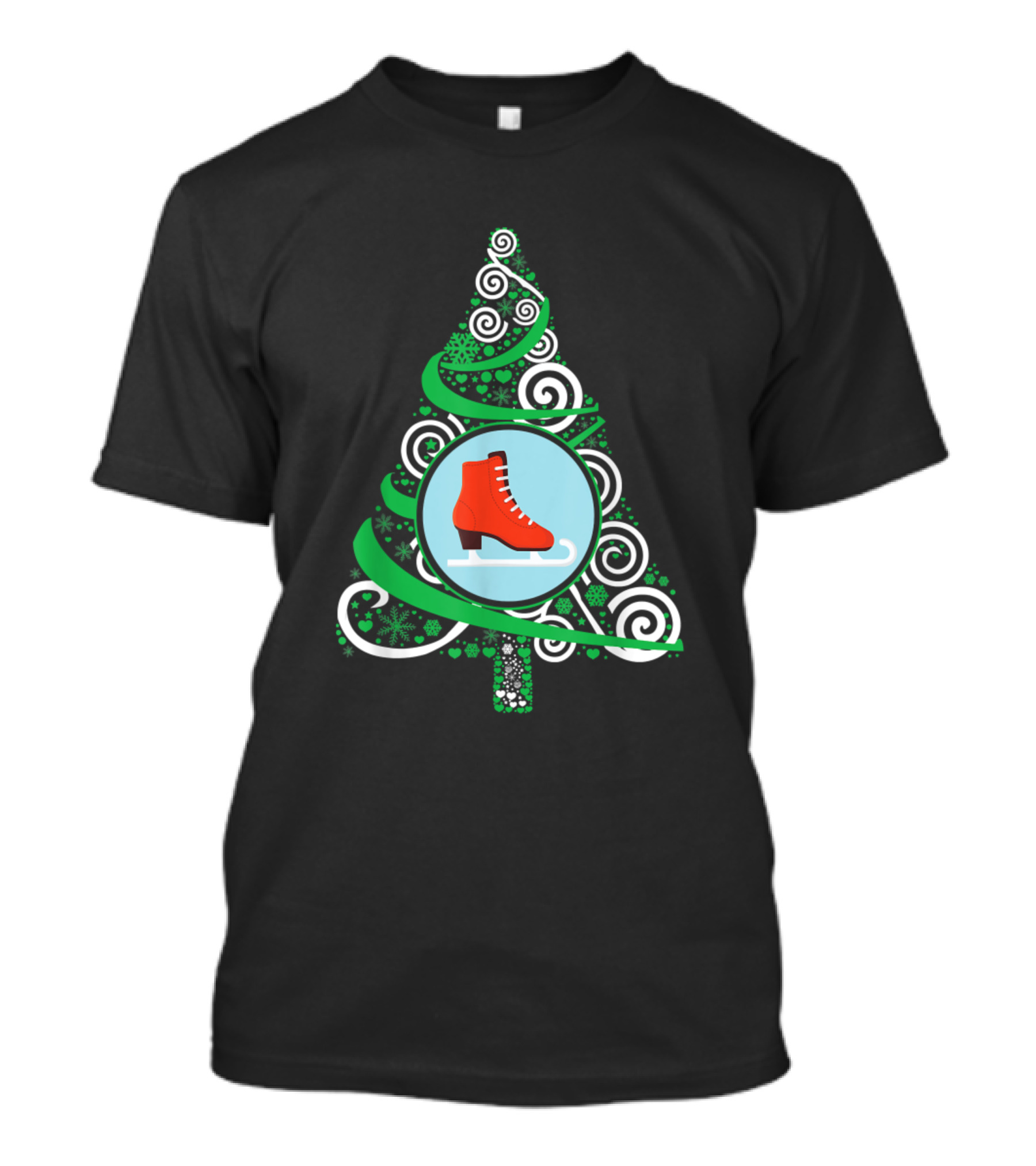 Christmas Tree Ice Skating Boot Swirl T-Shirt