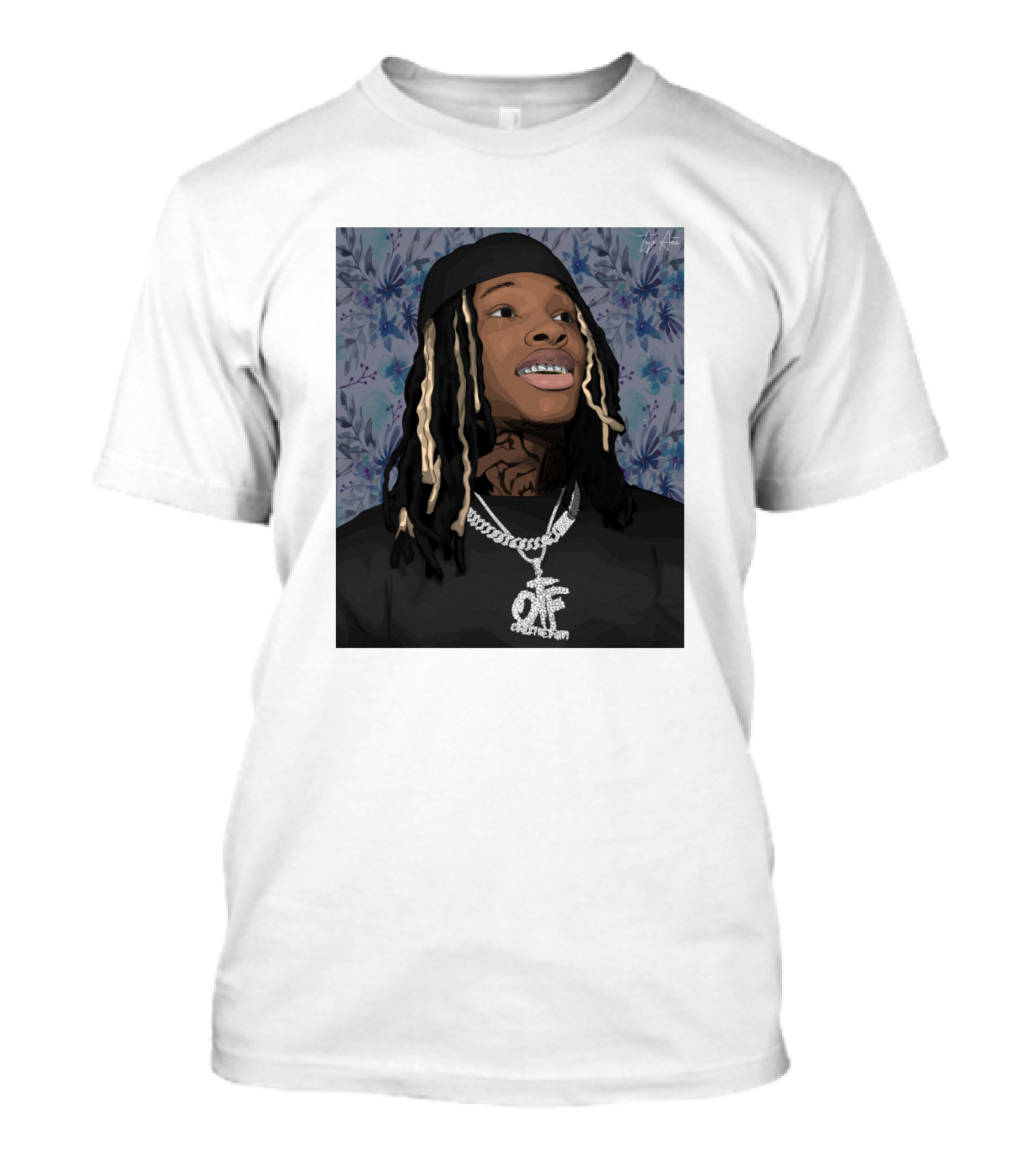 King Von OTF Floral Background T-Shirt