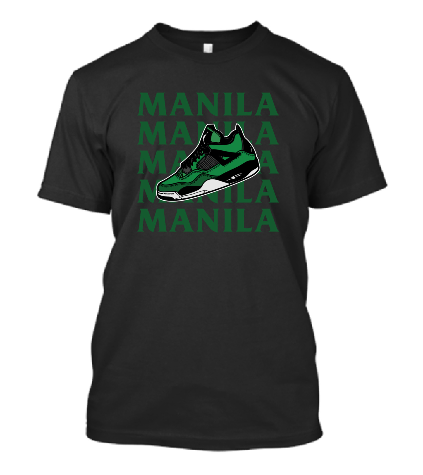 Manila Green Shoe Design Repeating Text T-Shirt