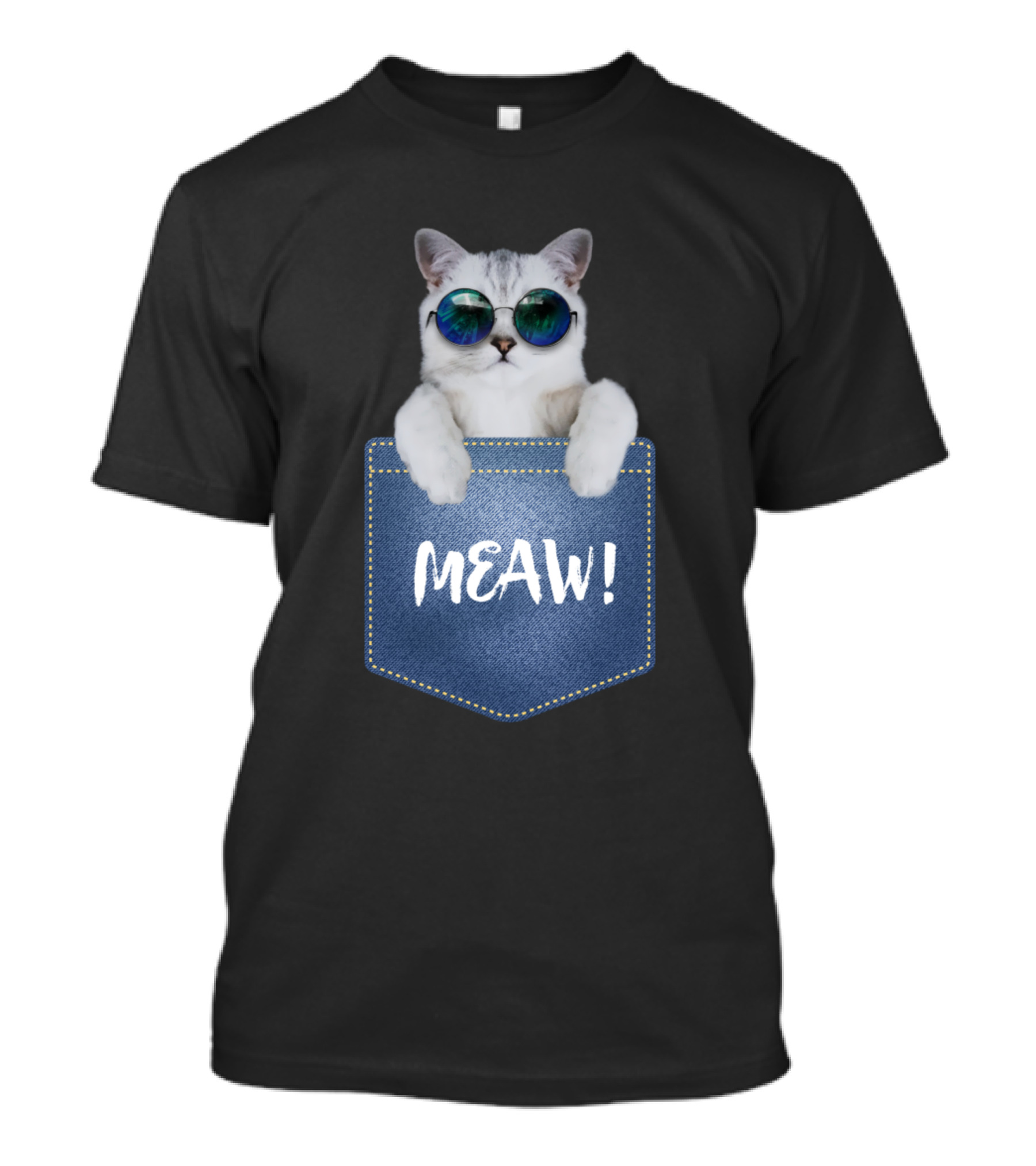 MEAW Cat In Pocket With Sunglasses T-Shirt