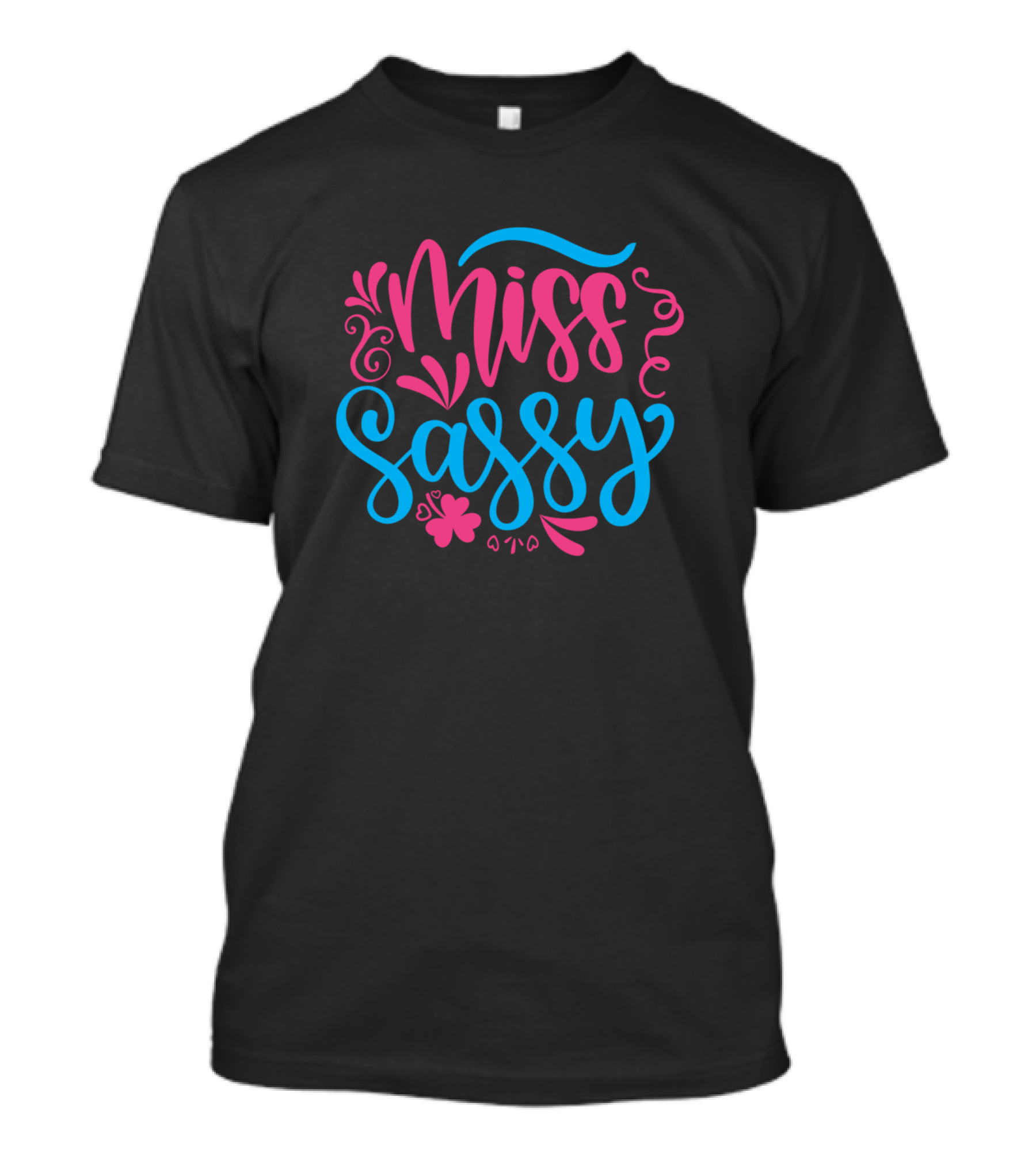 Miss Sassy Playful Floral Script Pink Blue Accents T-Shirt