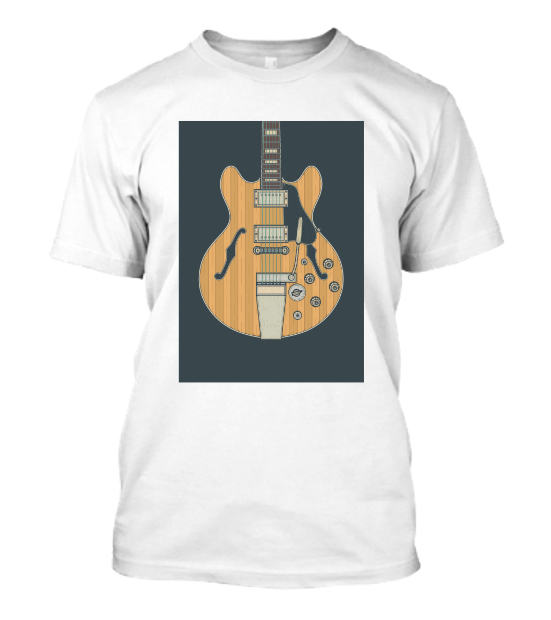Orange Antique Hollow Body Guitar Vintage Style Music Instrument T-Shirt
