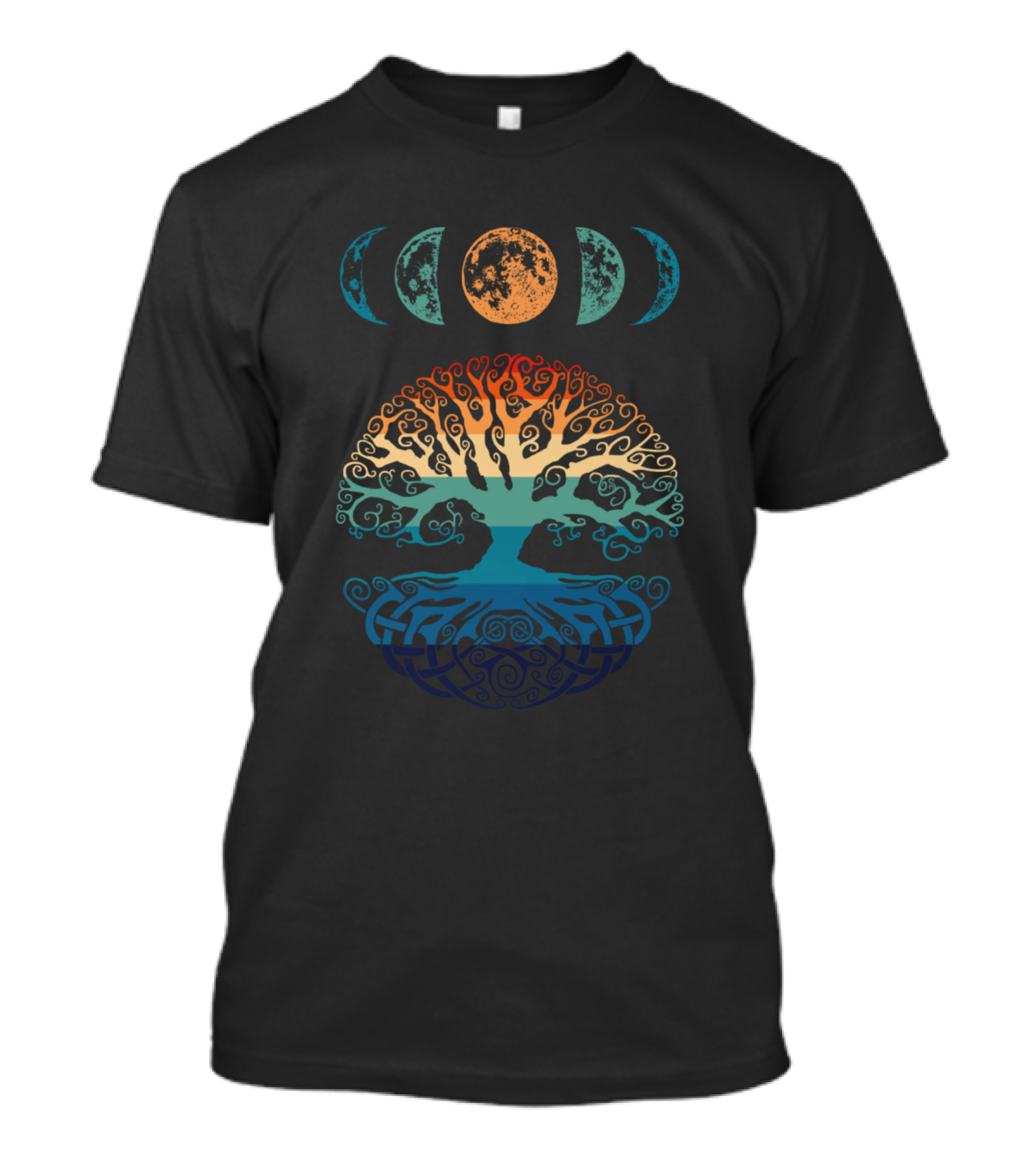 Retro Vibe Phases Of The Moon Tree Of Life T-Shirt