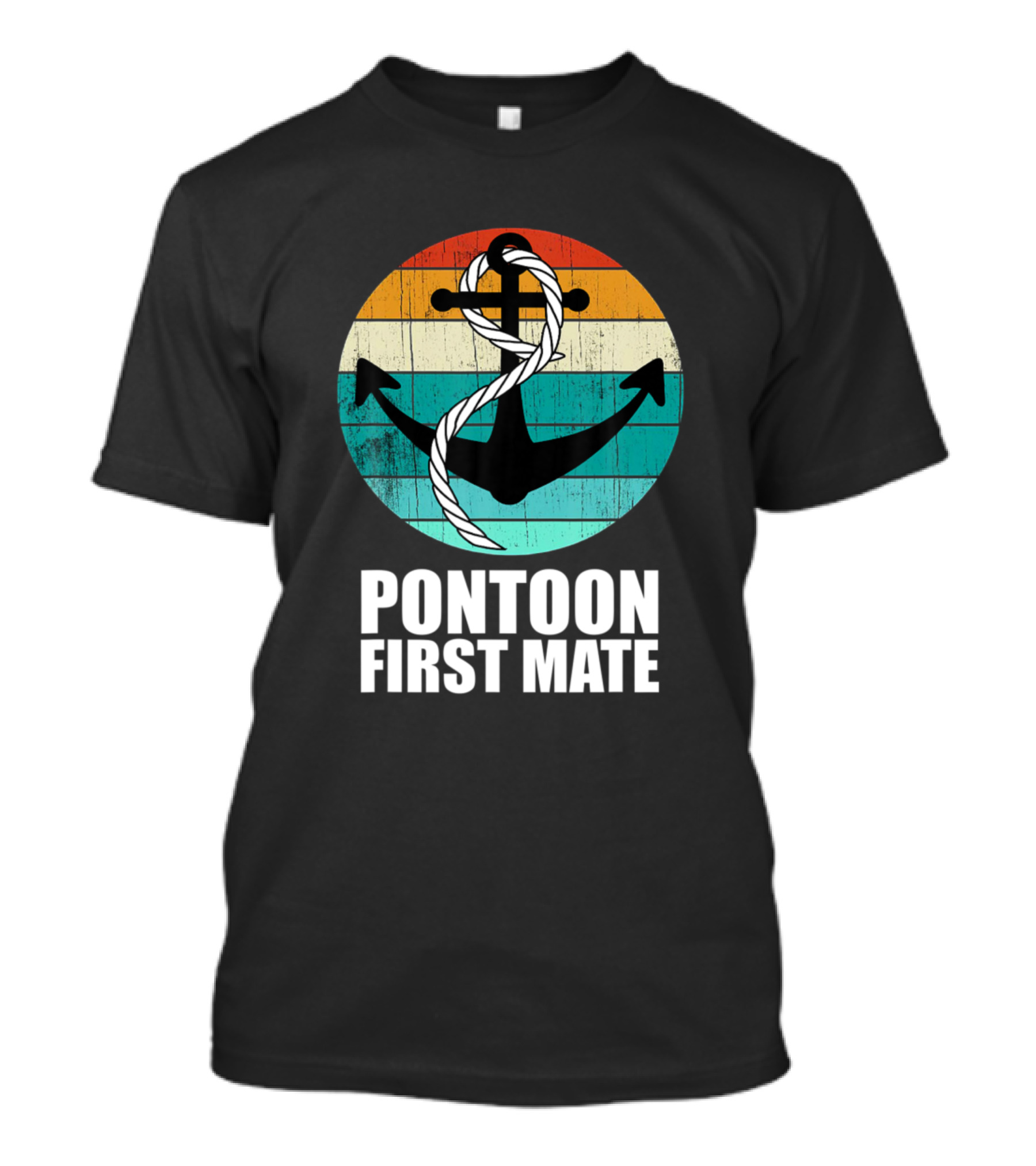 Pontoon First Mate Vintage Anchor Sunset Boaters T-Shirt