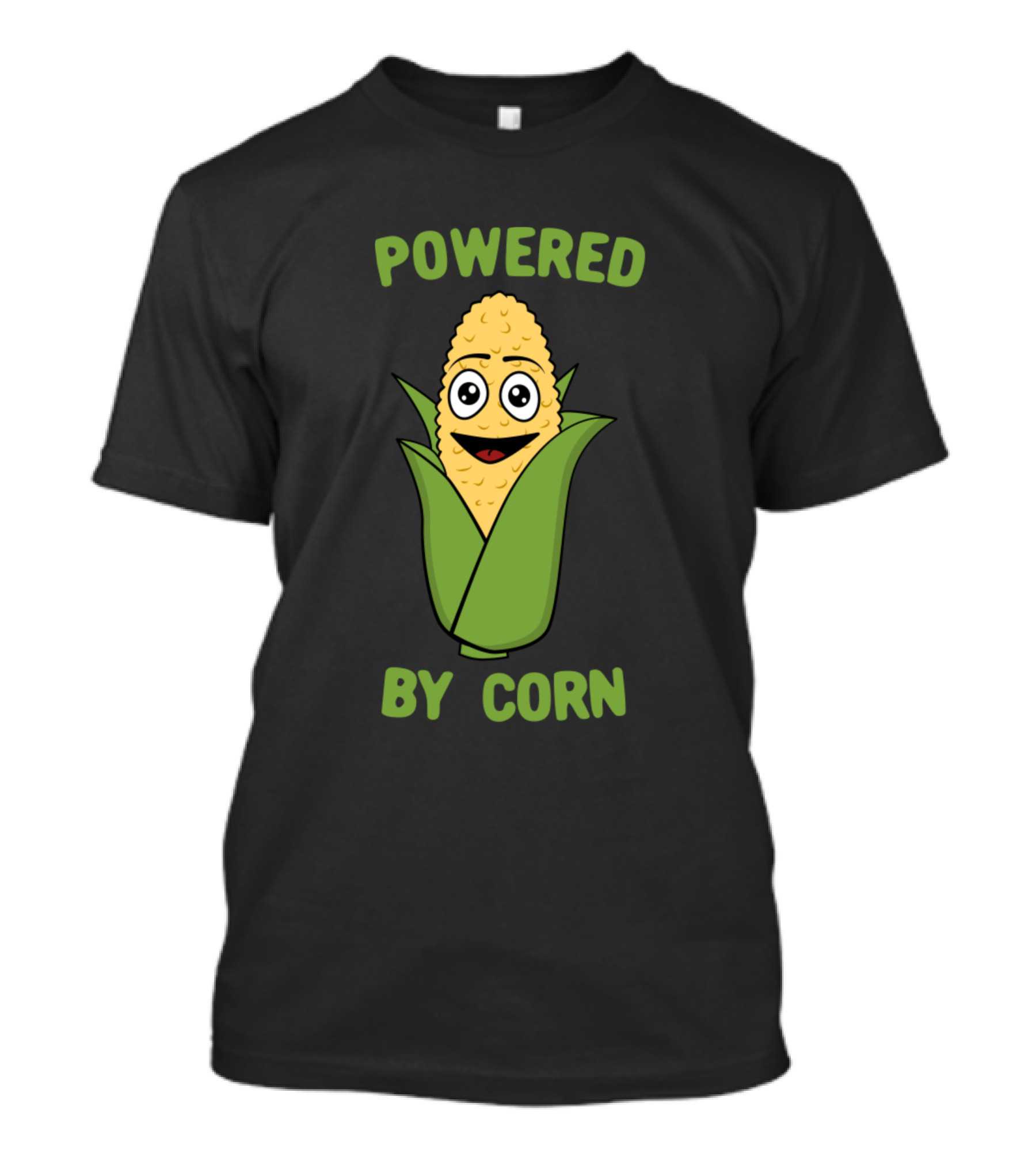 Powered By Corn Cute Kawaii Corn Happy Corn Character T-Shirt