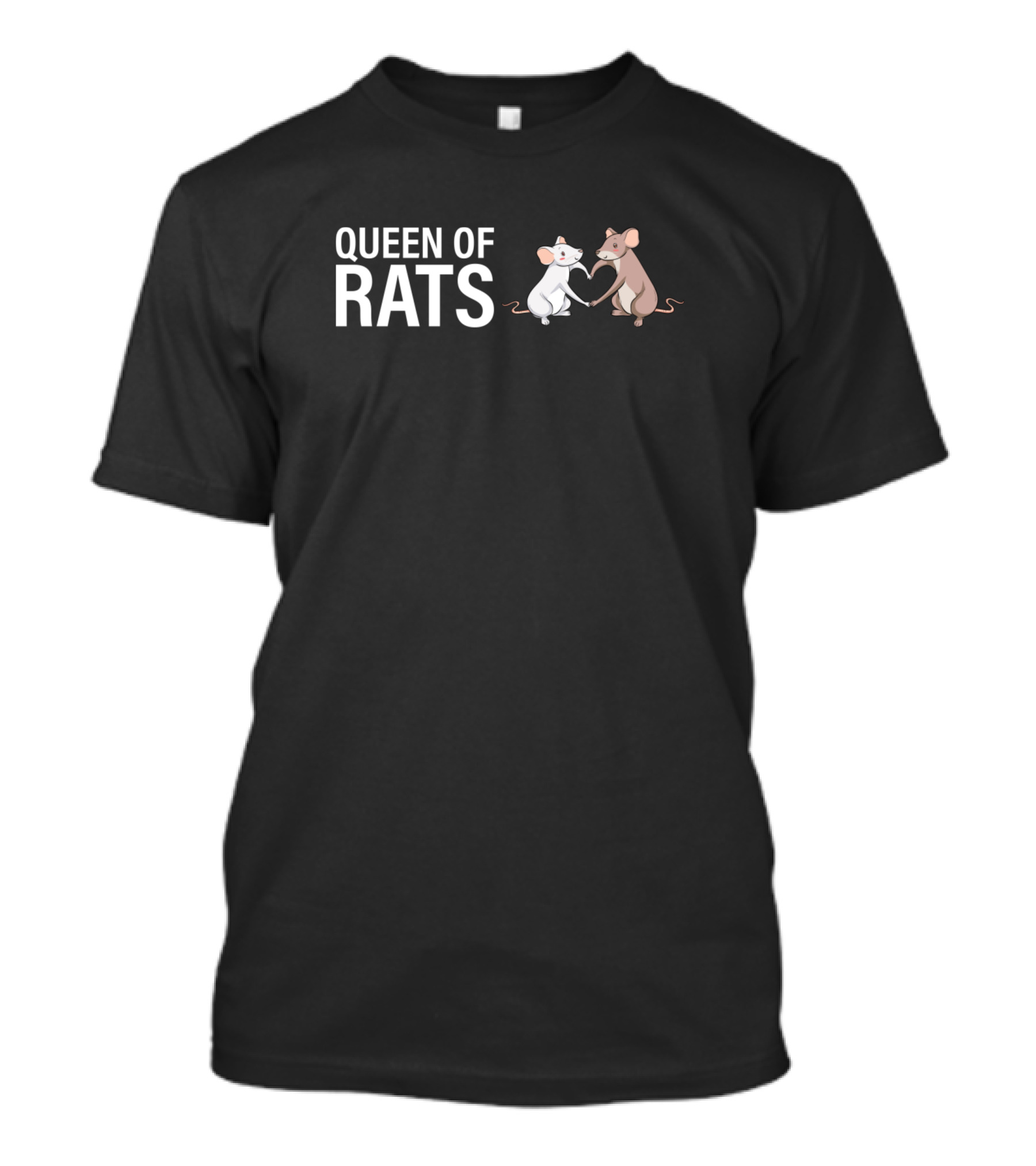 Queen Of Rats Love Illustration With White And Brown Rats Forming A Heart T-Shirt