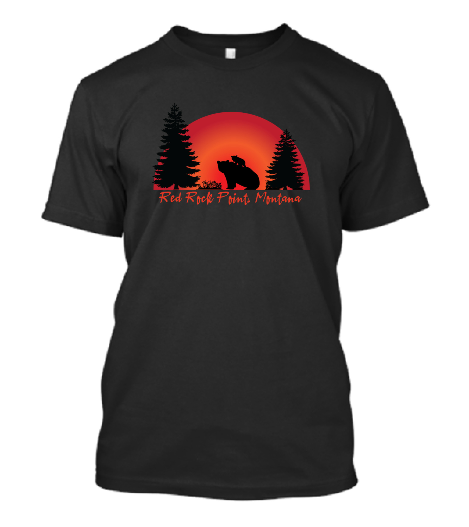Red Rock Point Montana Sunset Bear And Pine Trees T-Shirt