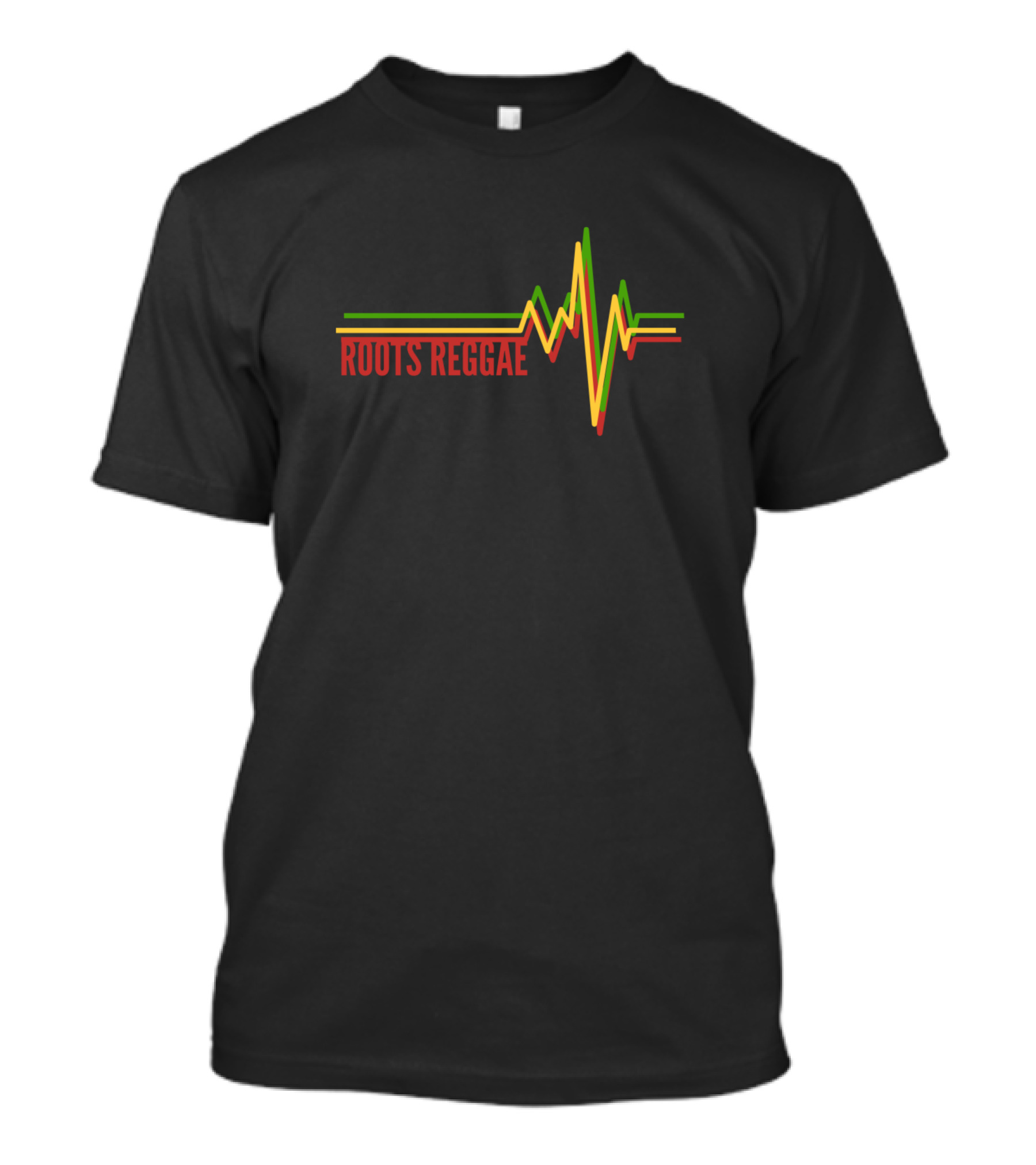 Roots Reggae Heartbeat Line Green Yellow Red T-Shirt