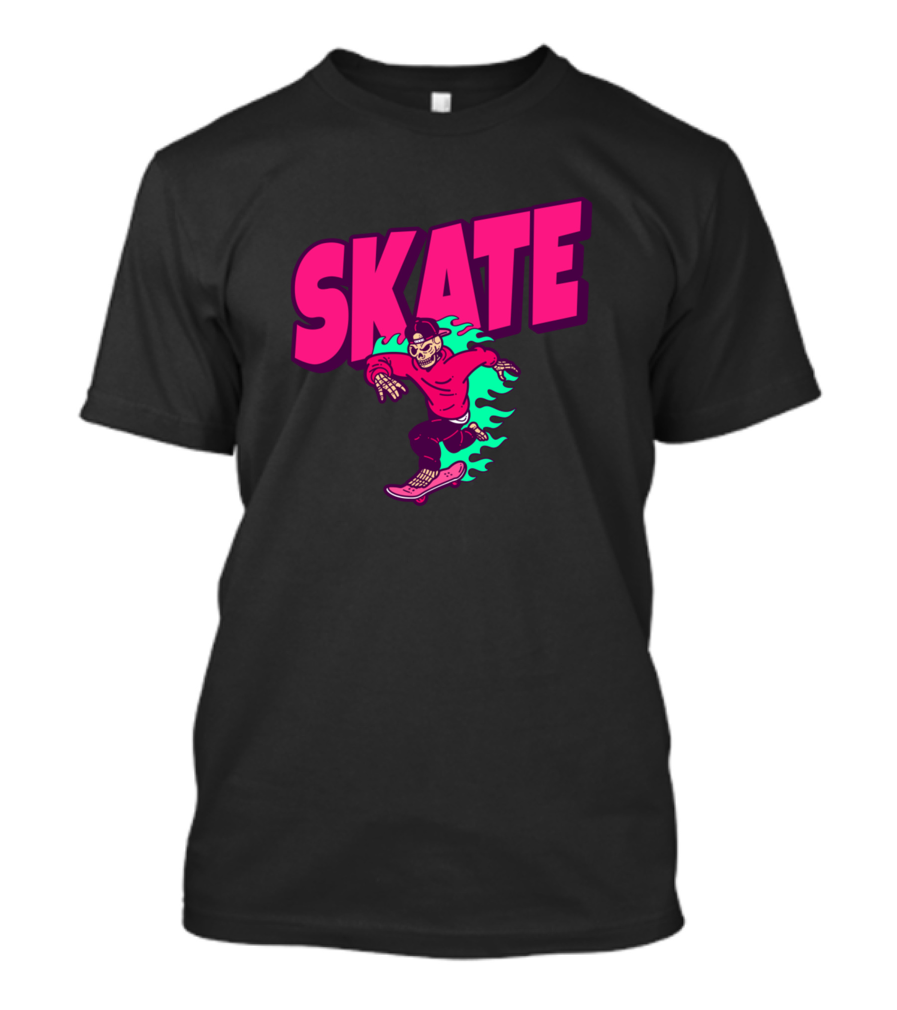 SKATE Fast Skeleton Skateboarder Fiery T-Shirt