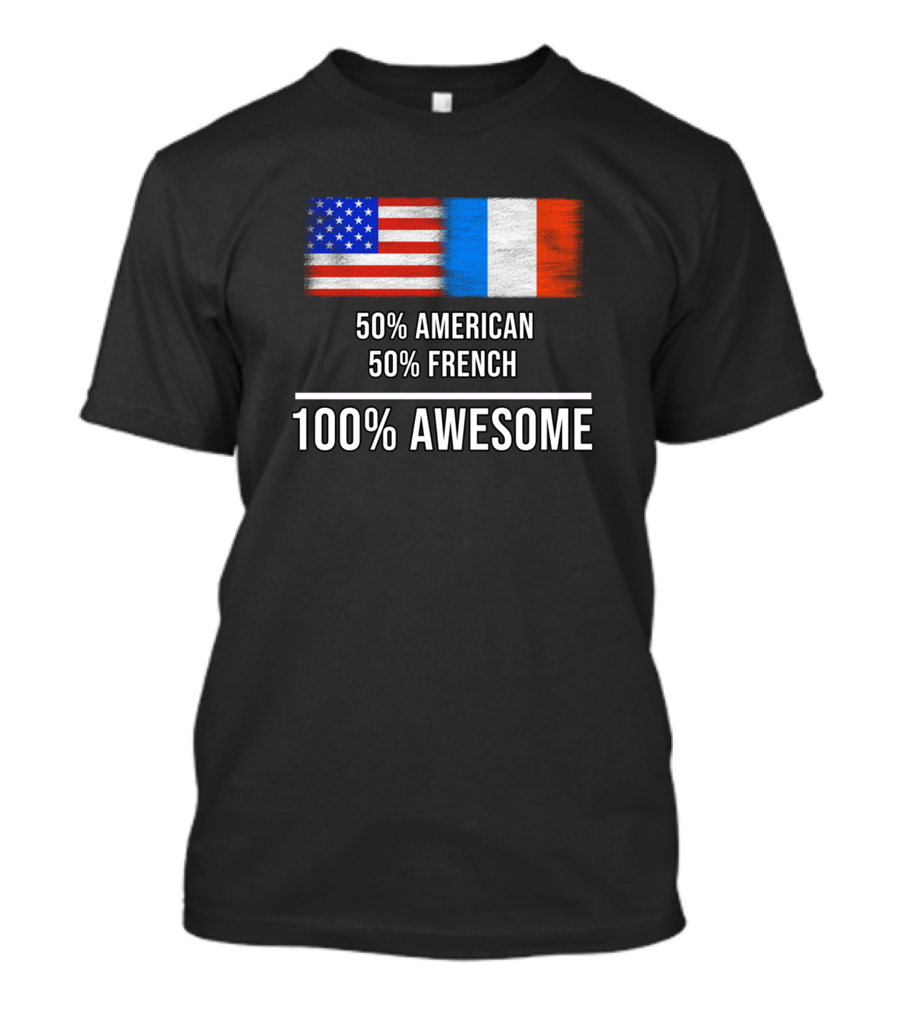 50 American 50 French 100% Awesome With American And French Flags T-Shirt