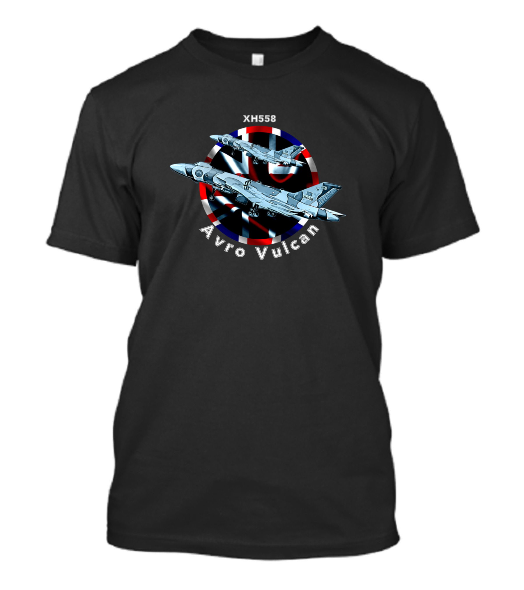 XH558 Avro Vulcan Aircraft With Union Jack Background T-Shirt