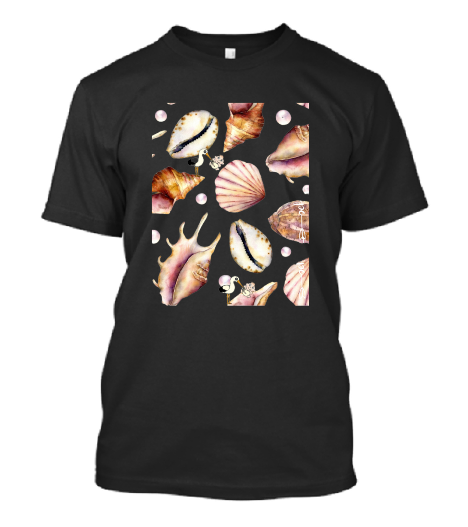 Beachcombing Seashell Collage With Pearls T-Shirt