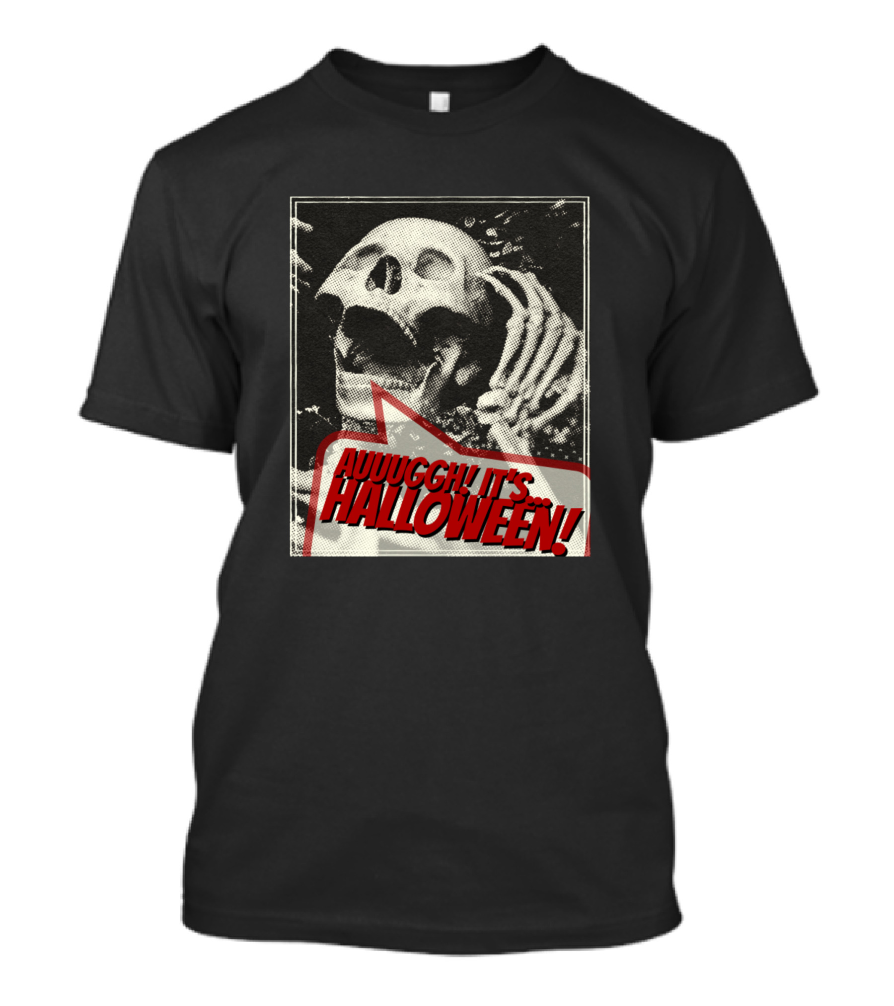 Auuuggh It's Halloween Vintage Screaming Skeleton T-Shirt