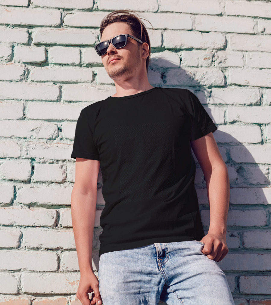 Watercolor Knitting Pattern Black And White Chevron Stripes T-Shirt
