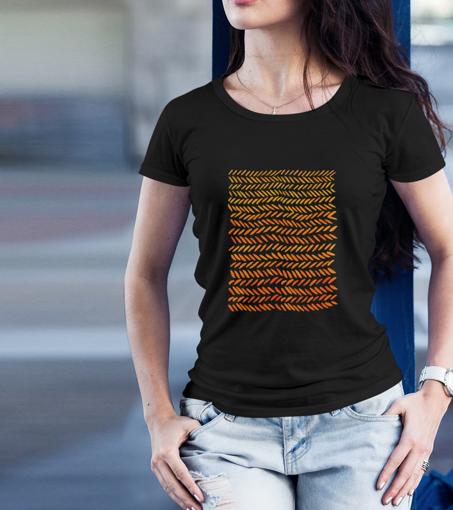 Orange Watercolor Knit T-Shirt