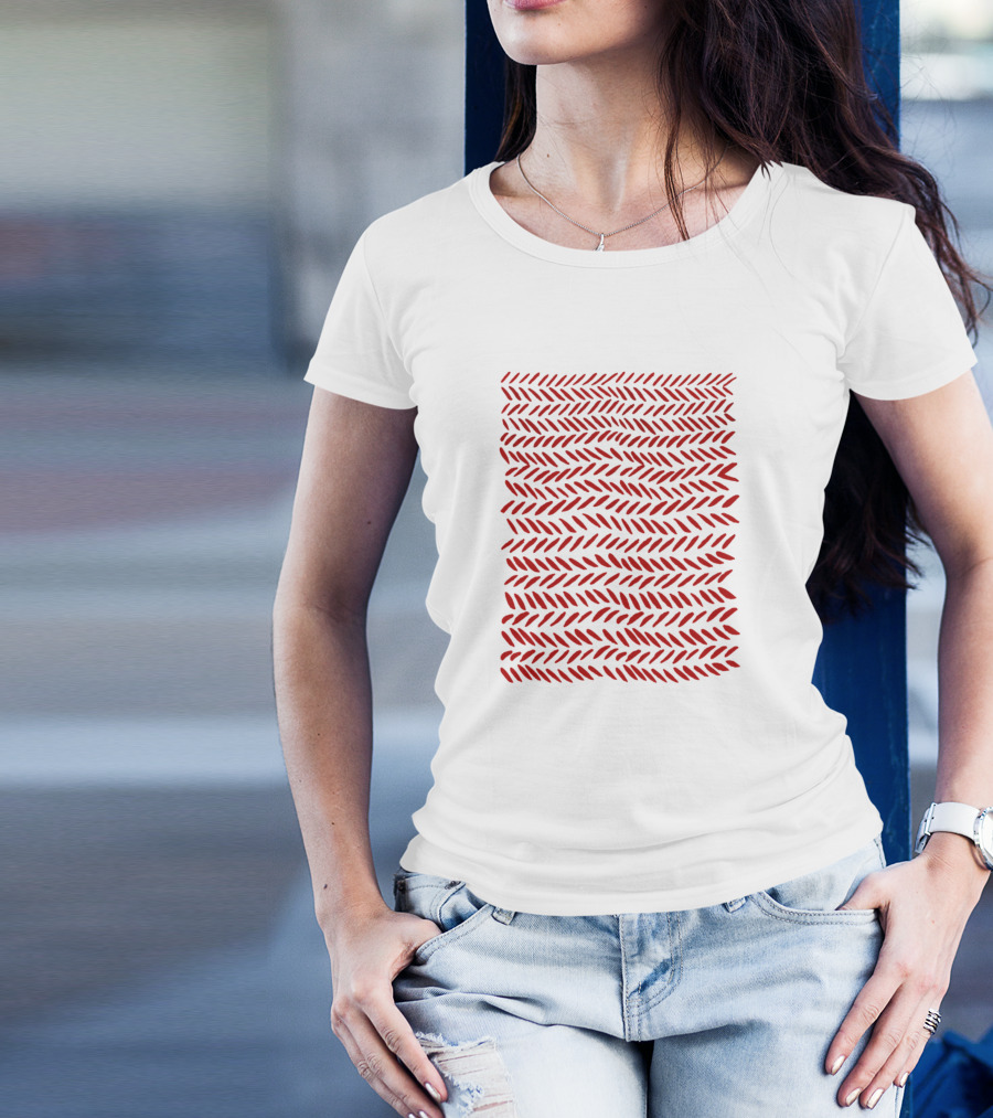Knitting Pattern Red Watercolor T-Shirt