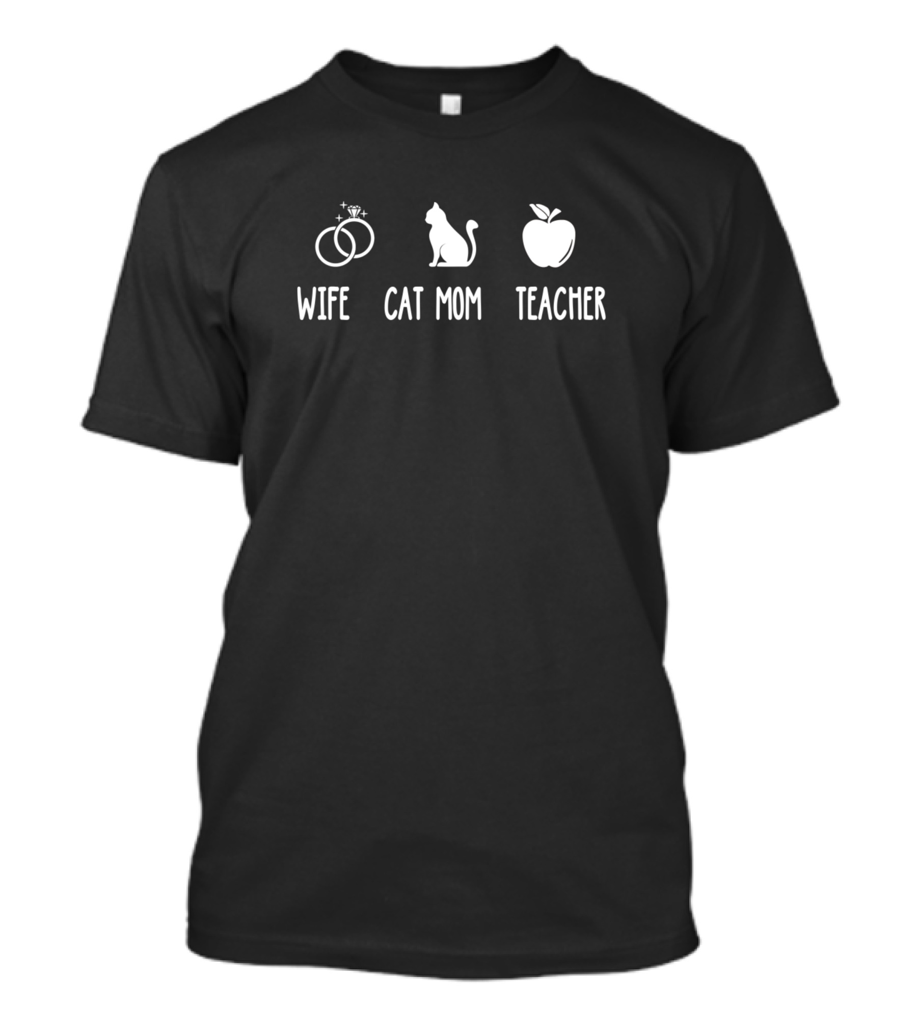 Wife Cat Mom Teacher Rings Cat Apple T-Shirt
