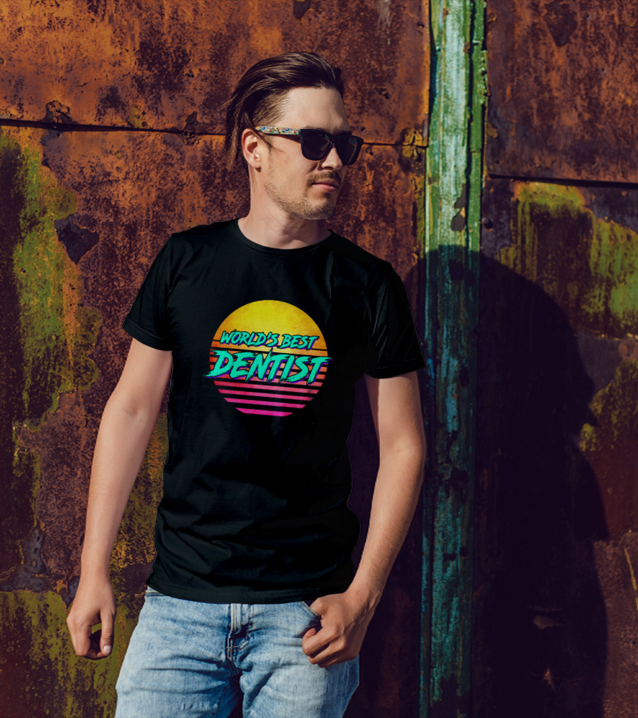 WORLD'S BEST DENTIST Retro Sunset T-Shirt