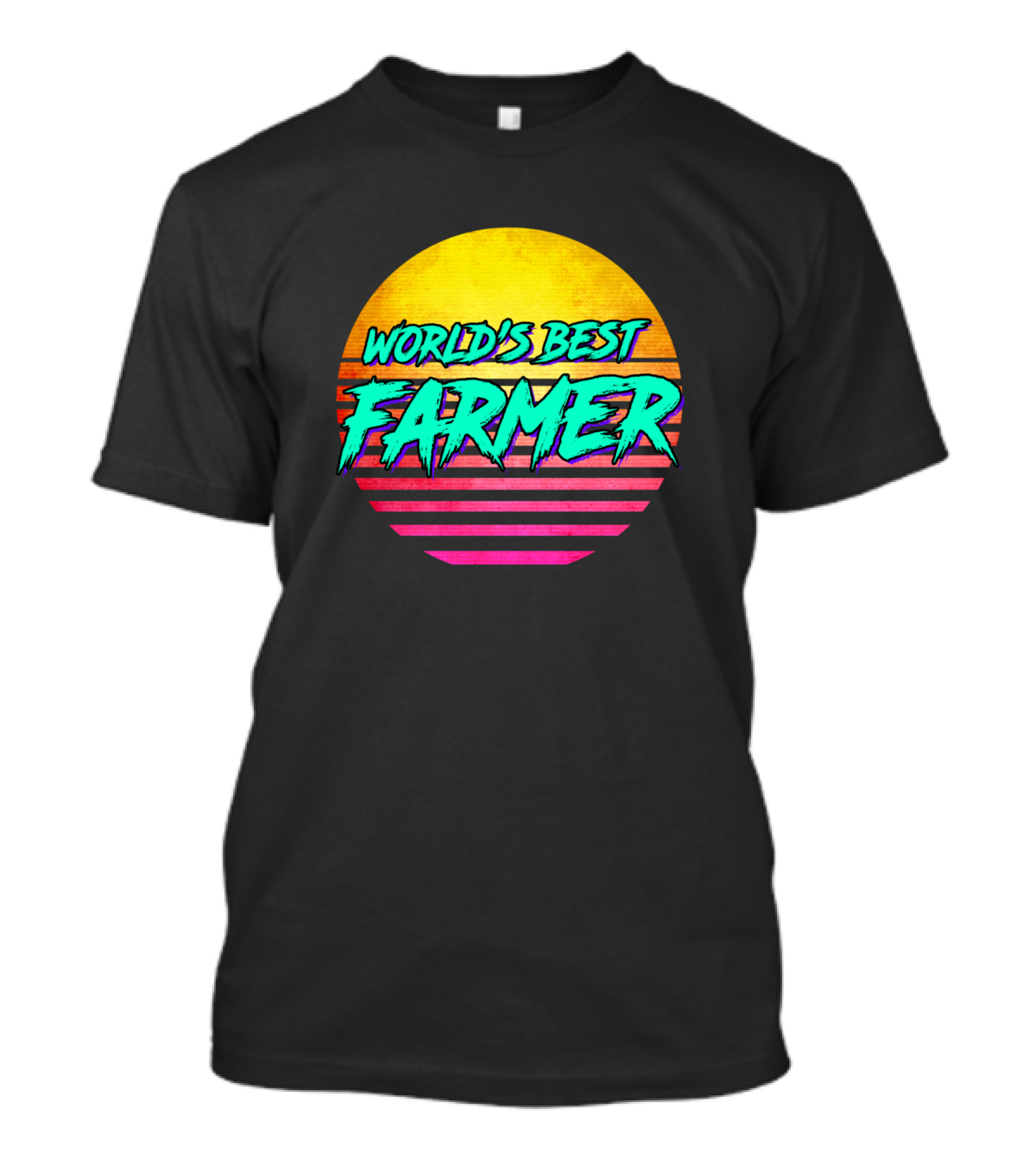 World's Best Farmer Retro Sunset T-Shirt