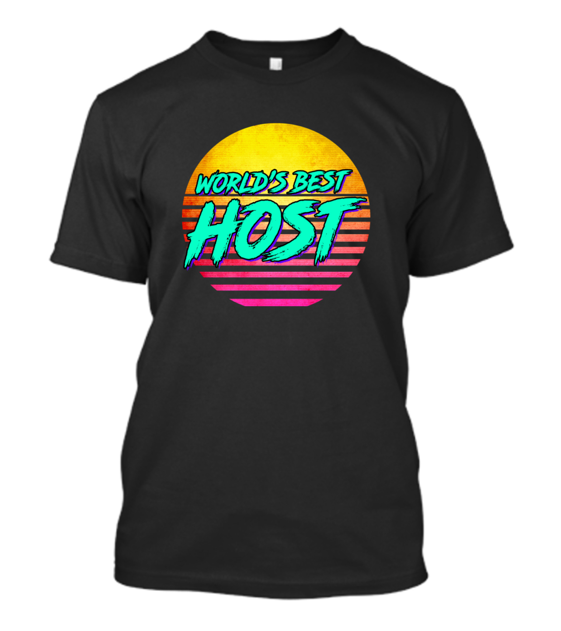 World's Best Host Retro Sunset Stripes T-Shirt
