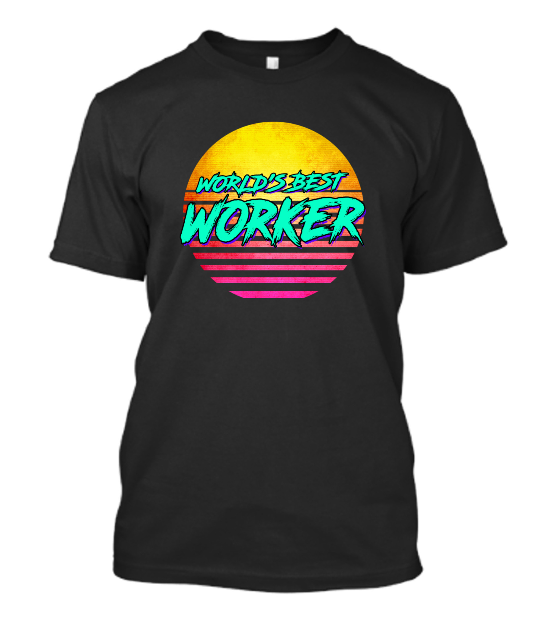 World's Best Worker Retro Sunset T-Shirt