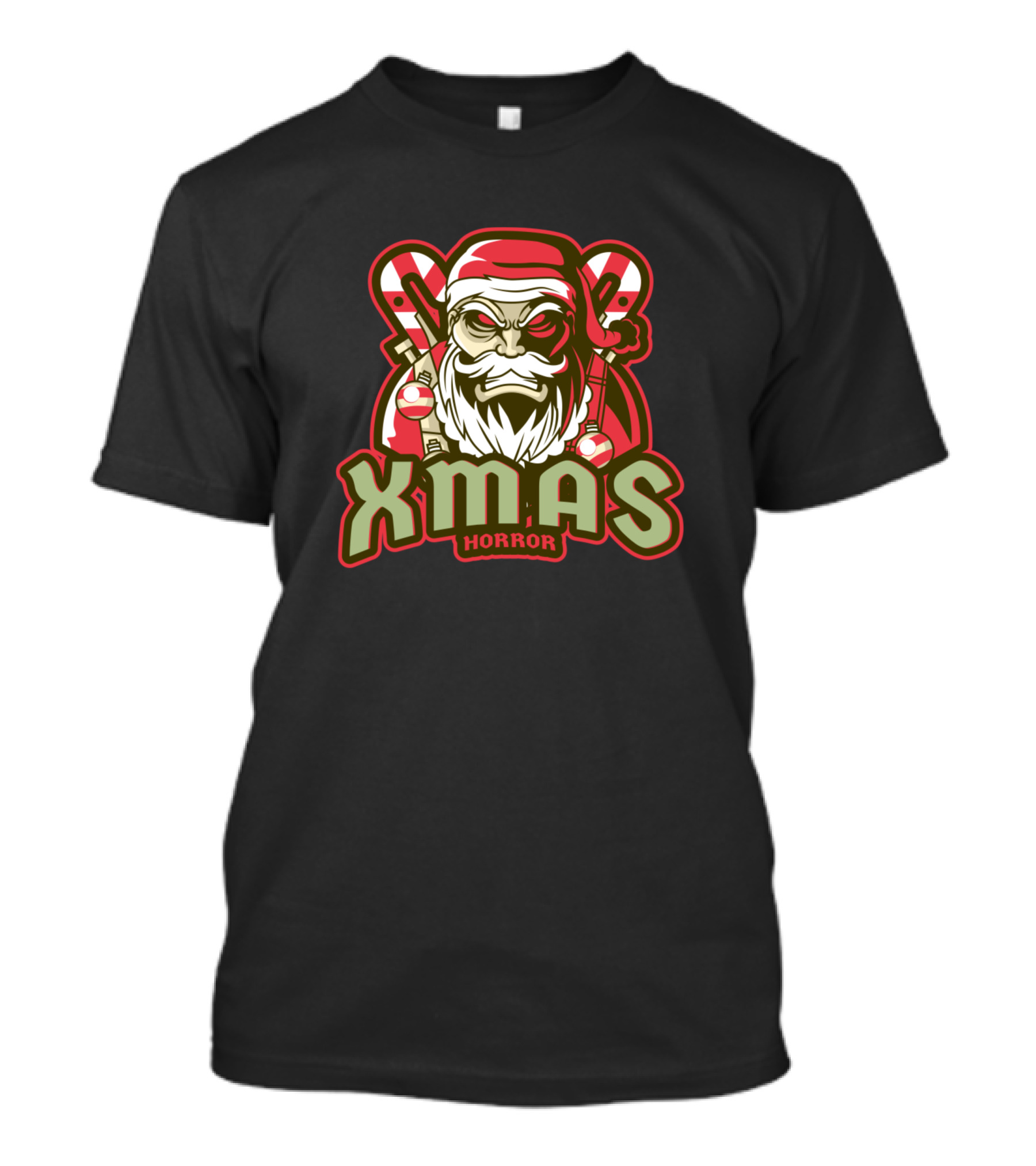 Xmas Horror Scary Santa With Candy Canes T-Shirt