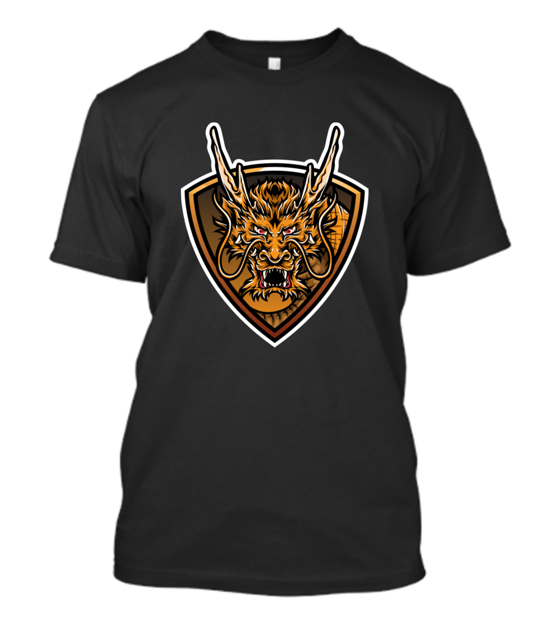 Yellow Dragon Shield Emblem Fierce Warrior Guardian T-Shirt