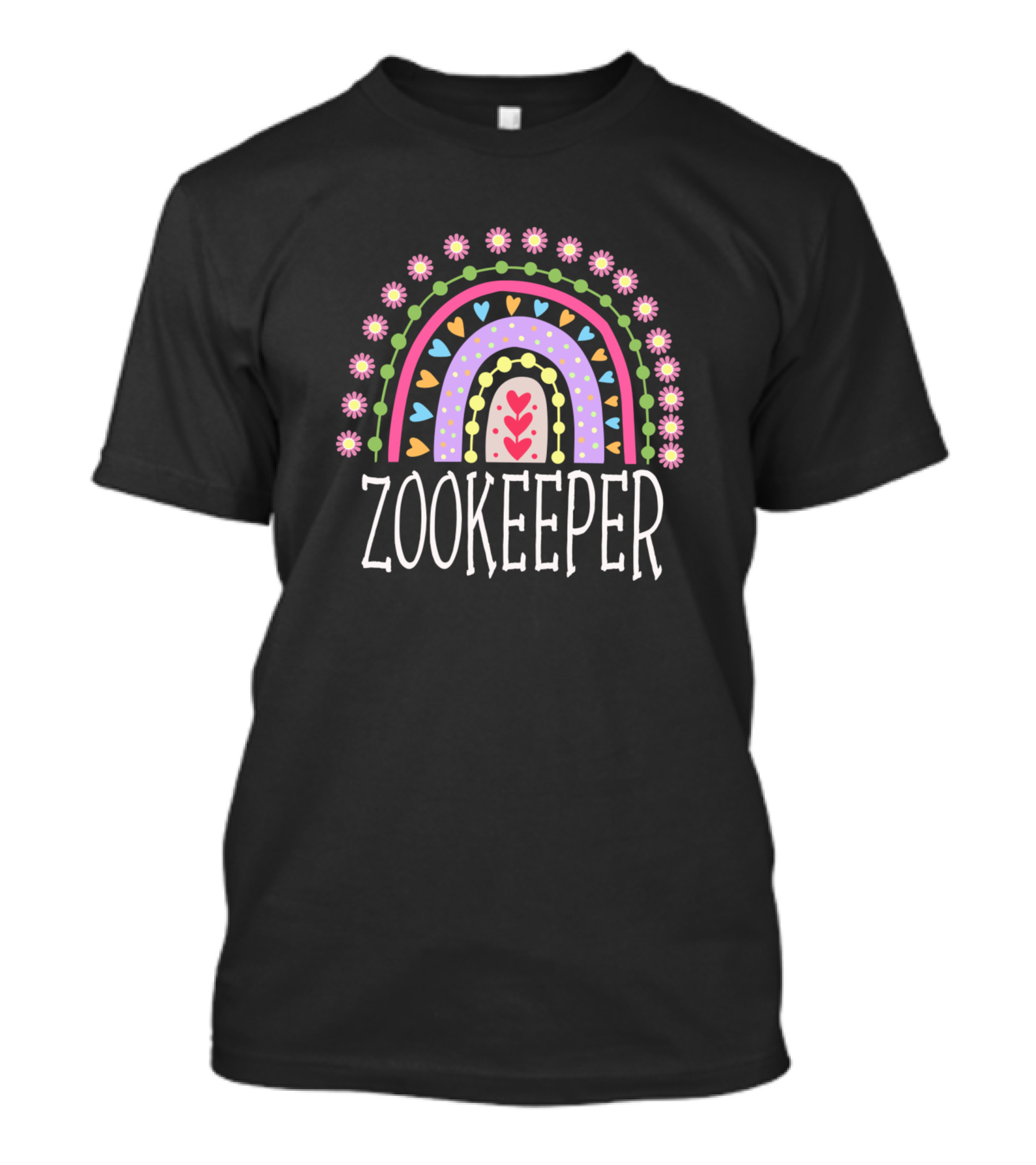 Zookeeper Colorful Hearts And Flowers Rainbow T-Shirt