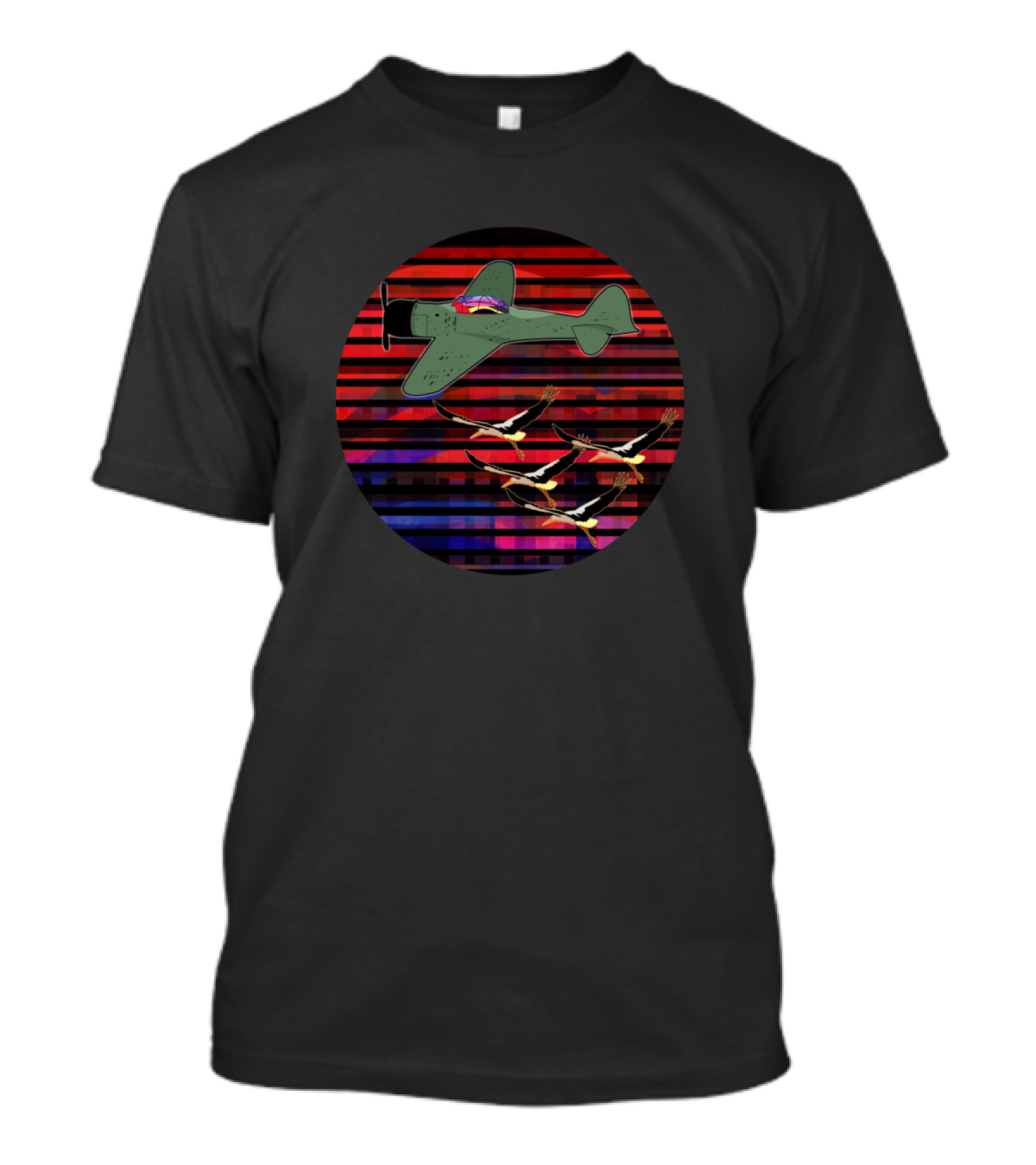 Airplane And Storks With Retro T-Shirt