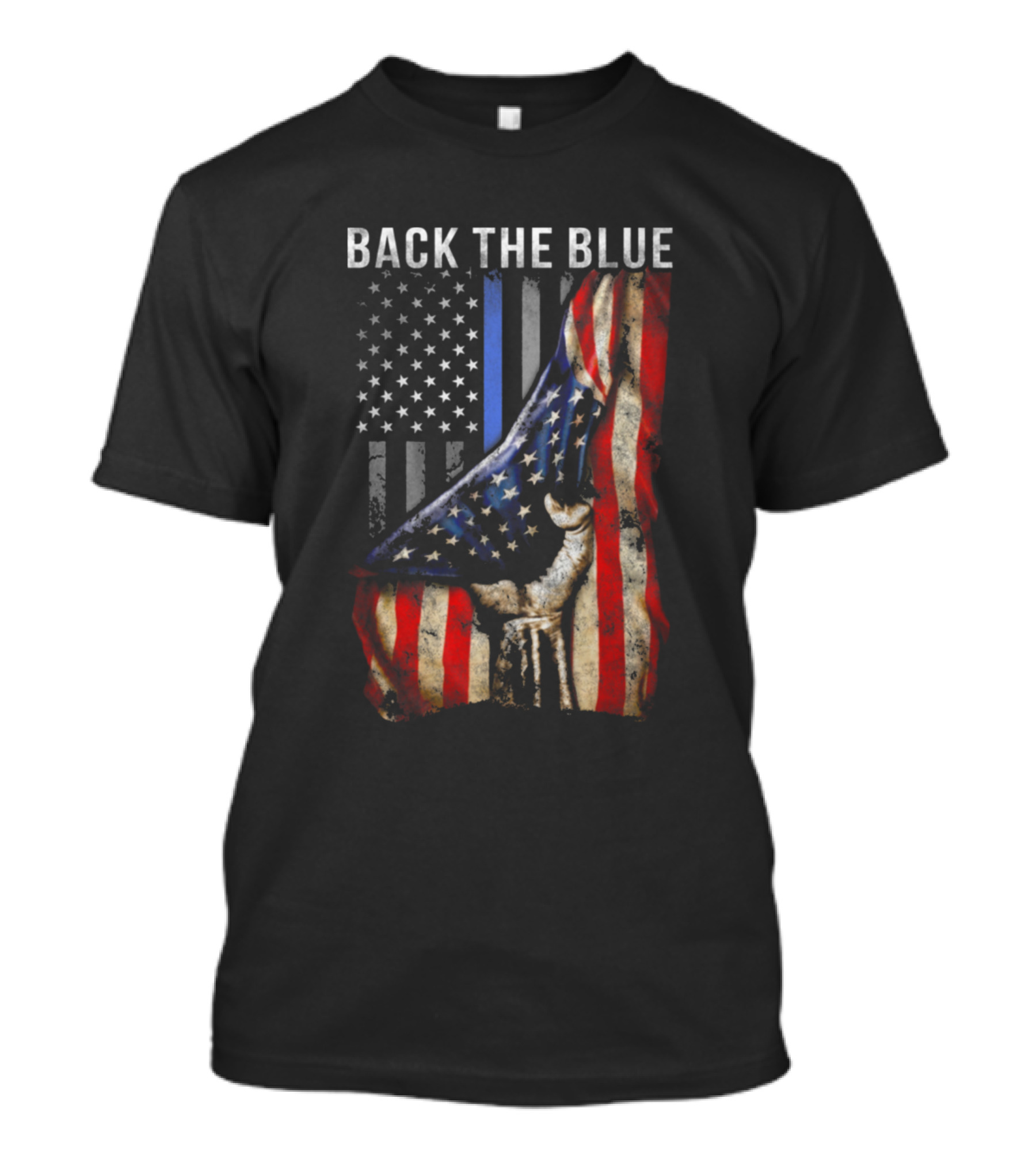 Back The Blue American Flag Tribute With Bald Eagle And Thin Blue Line T-Shirt