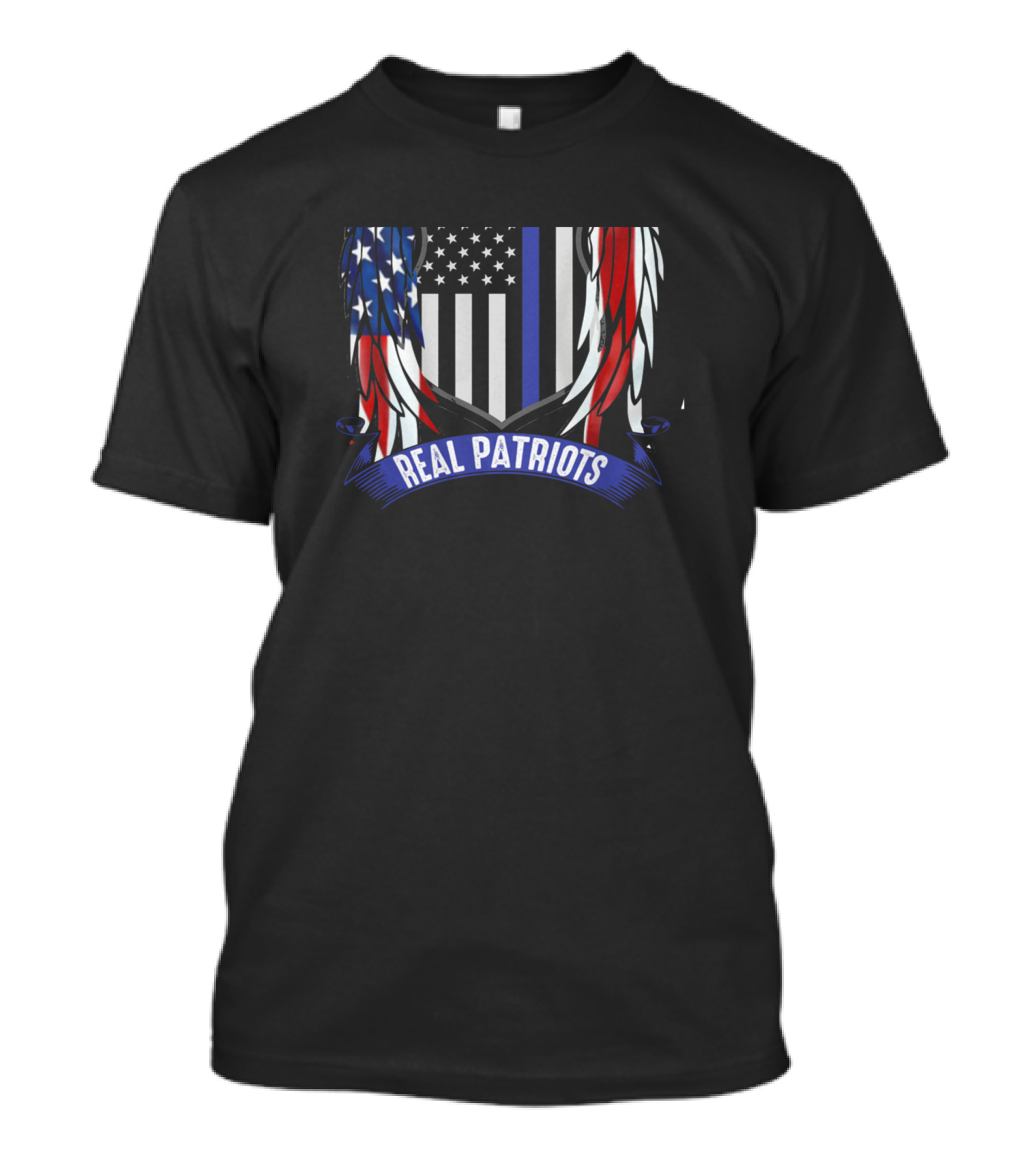 Real Patriots Back The Blue American Flag Wings T-Shirt